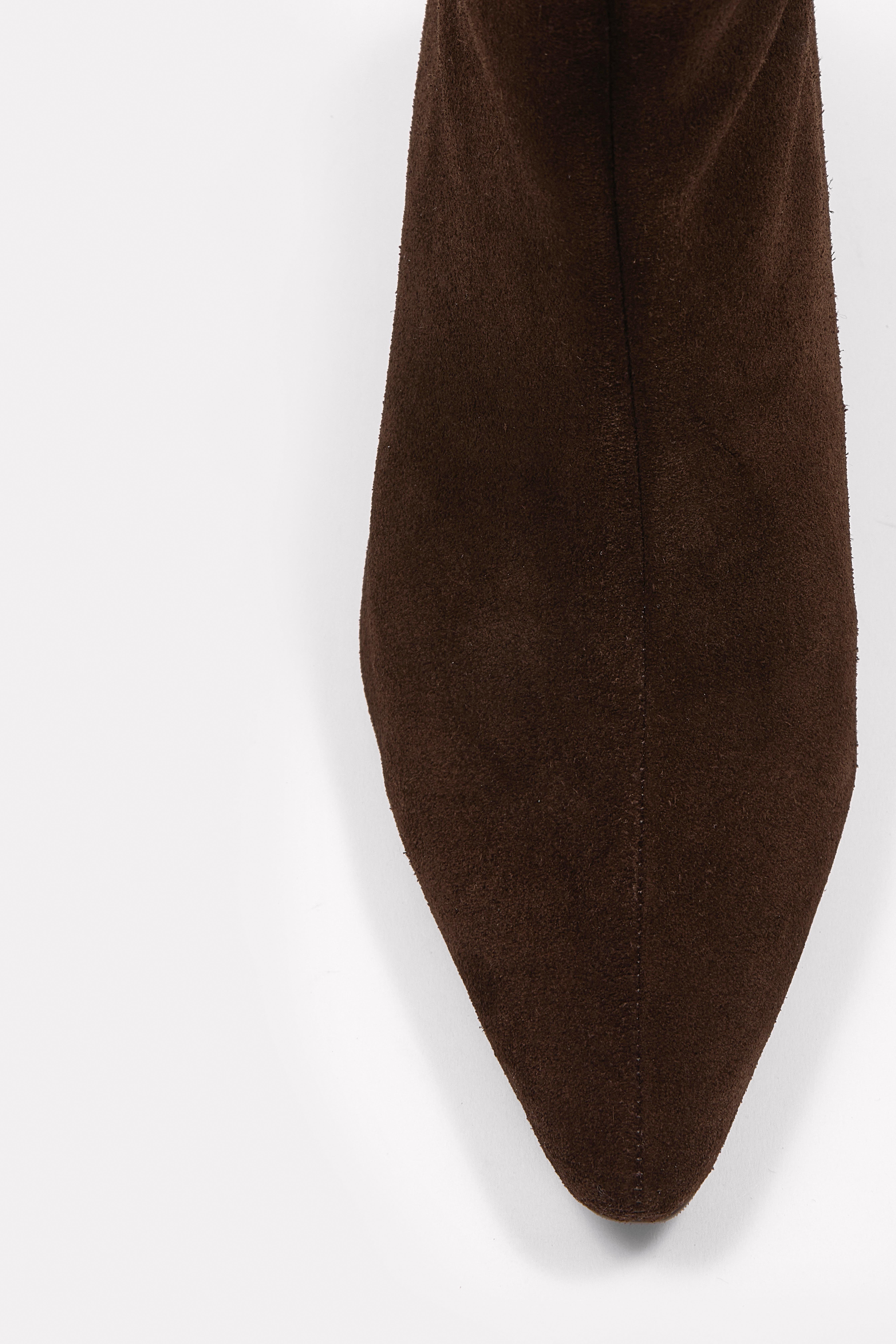 Dante Kahve Süet Hakiki Deri Topuklu Bot