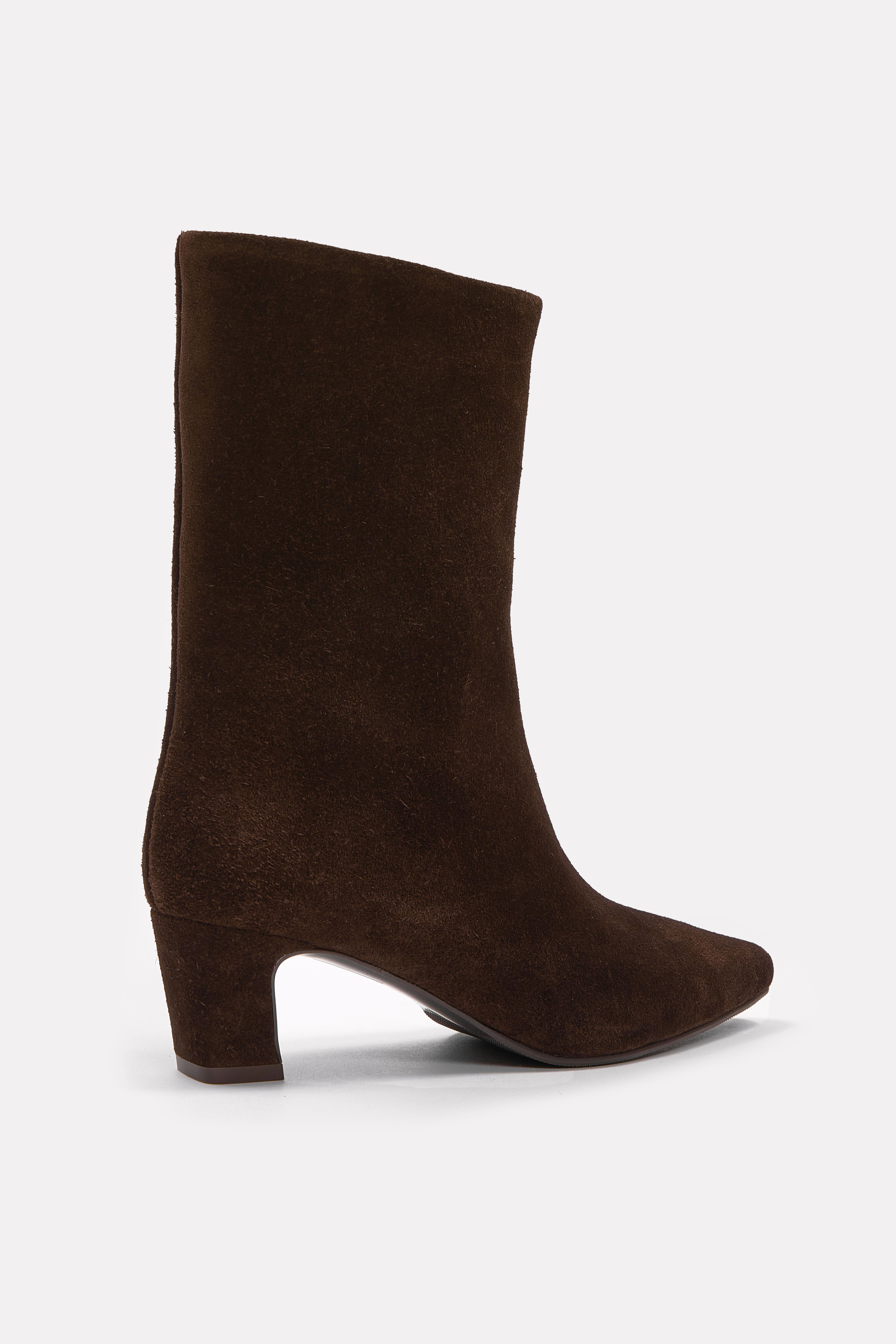 Dante Kahve Süet Hakiki Deri Topuklu Bot