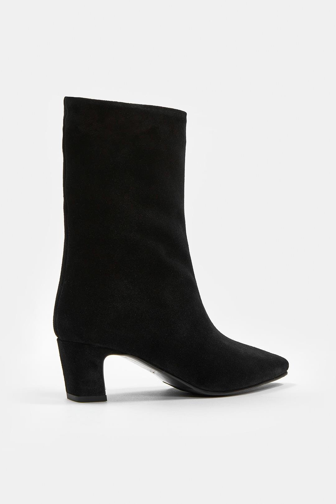 Dante Siyah Süet Hakiki Deri Topuklu Bot