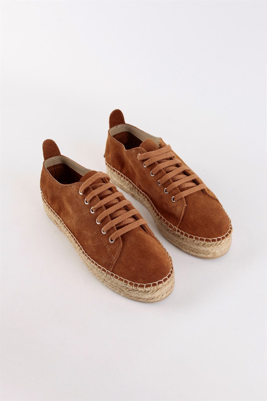 Daria Taba Hakiki Süet Bağcıklı Kadın Espadril Ayakkabı