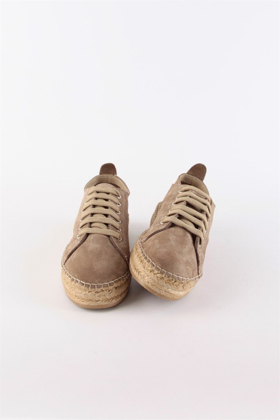 Daria Vizon Hakiki Süet Bağcıklı Kadın Espadril Ayakkabı