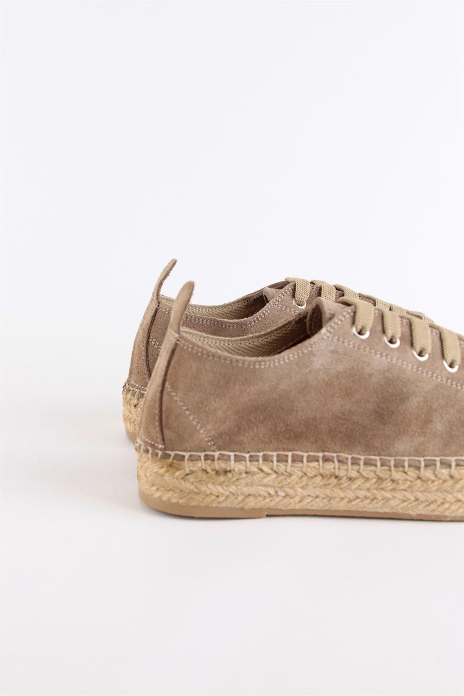 Daria Vizon Hakiki Süet Bağcıklı Kadın Espadril Ayakkabı
