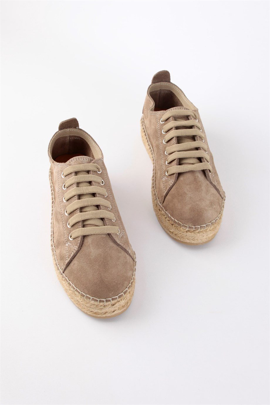 Daria Vizon Hakiki Süet Bağcıklı Kadın Espadril Ayakkabı