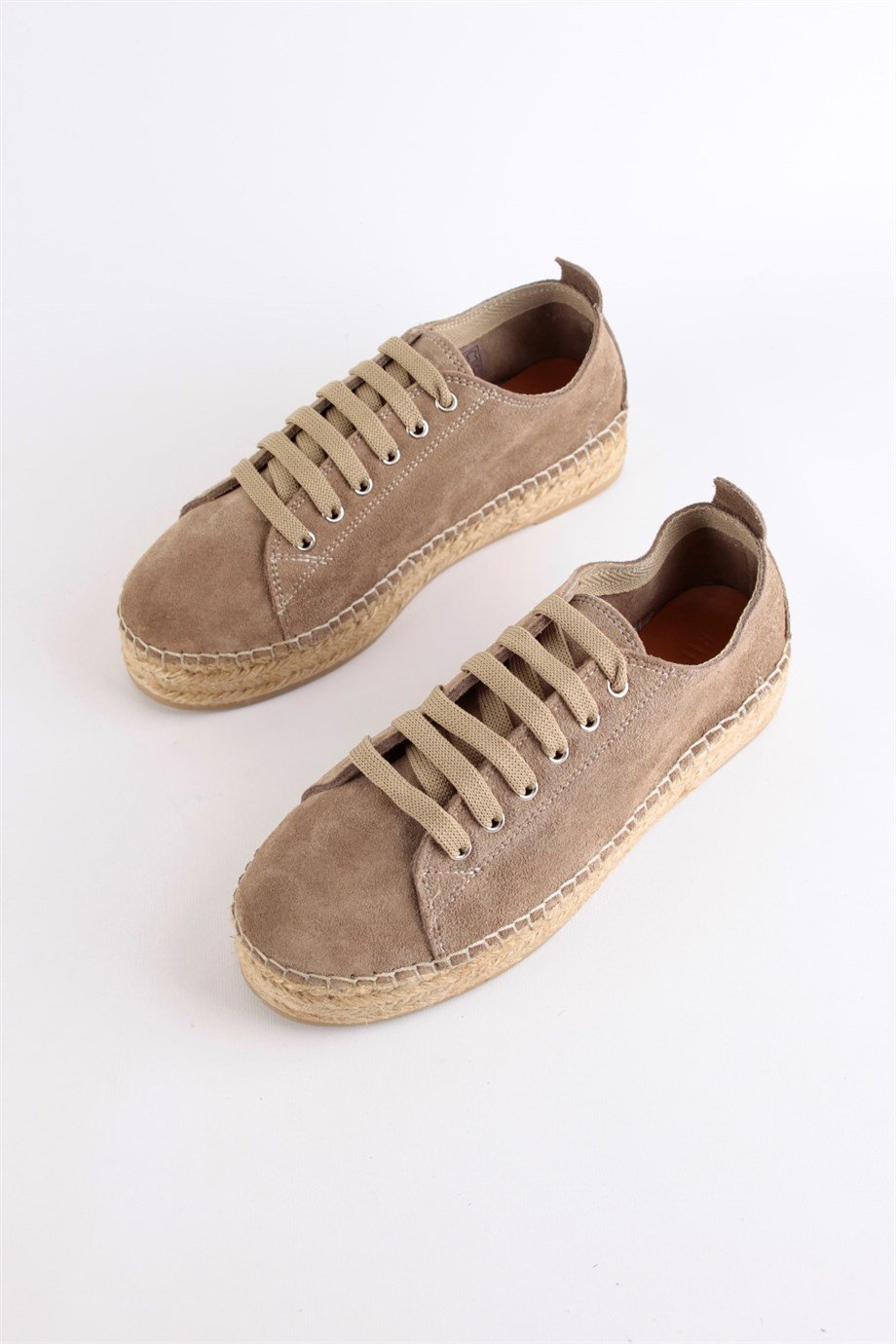 Daria Vizon Hakiki Süet Bağcıklı Kadın Espadril Ayakkabı