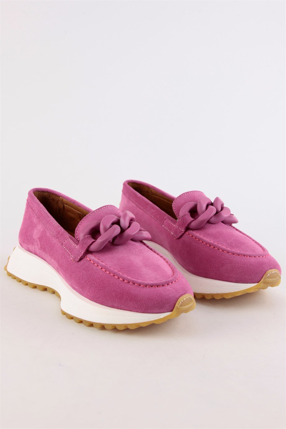 Darius Pembe Hakiki Süet Zincir Aksesuarlı Kadın Sneaker