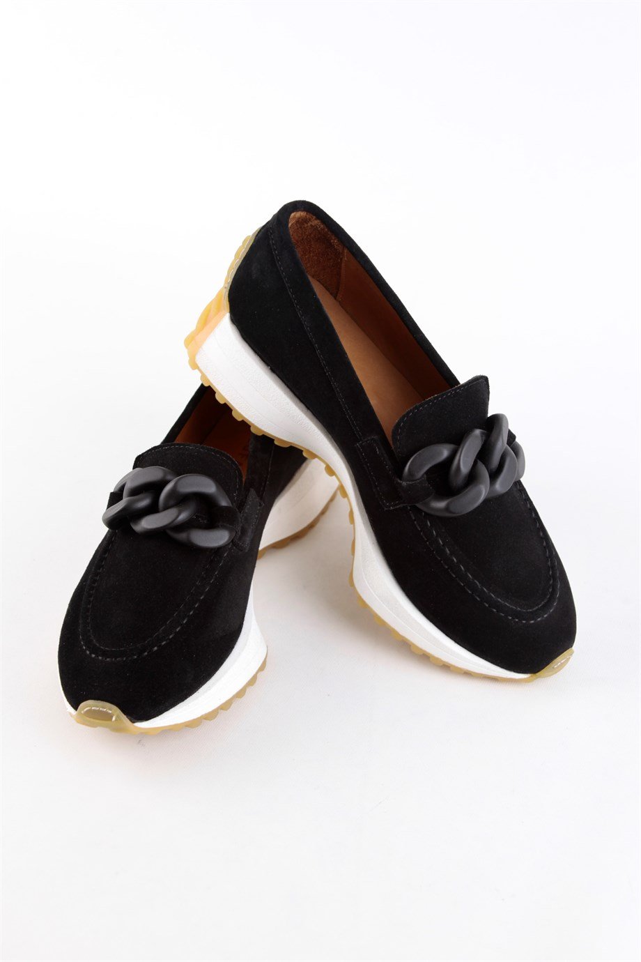 Darius Siyah Hakiki Süet Zincir Aksesuarlı Kadın Sneaker