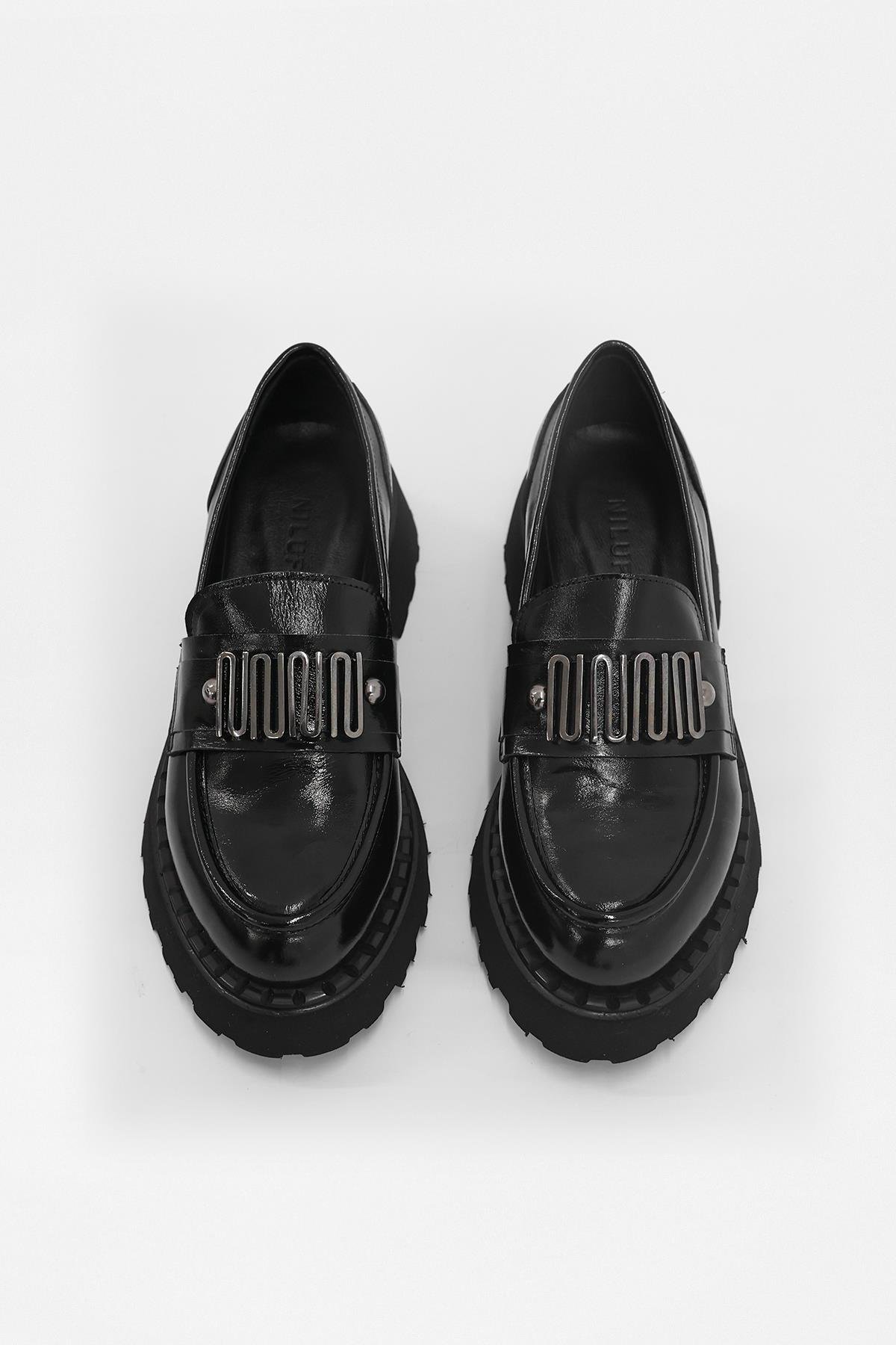 Dashiel Siyah Rugan Hakiki Deri Kadın Loafer