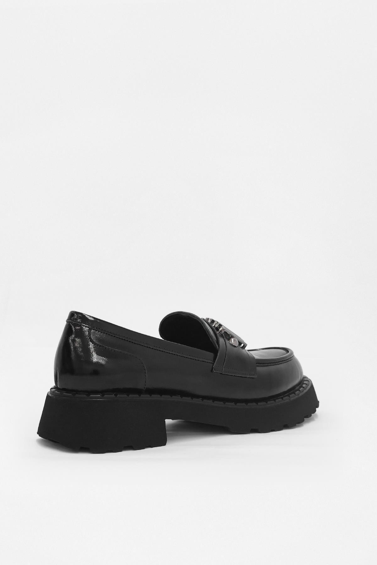 Dashiel Siyah Rugan Hakiki Deri Kadın Loafer