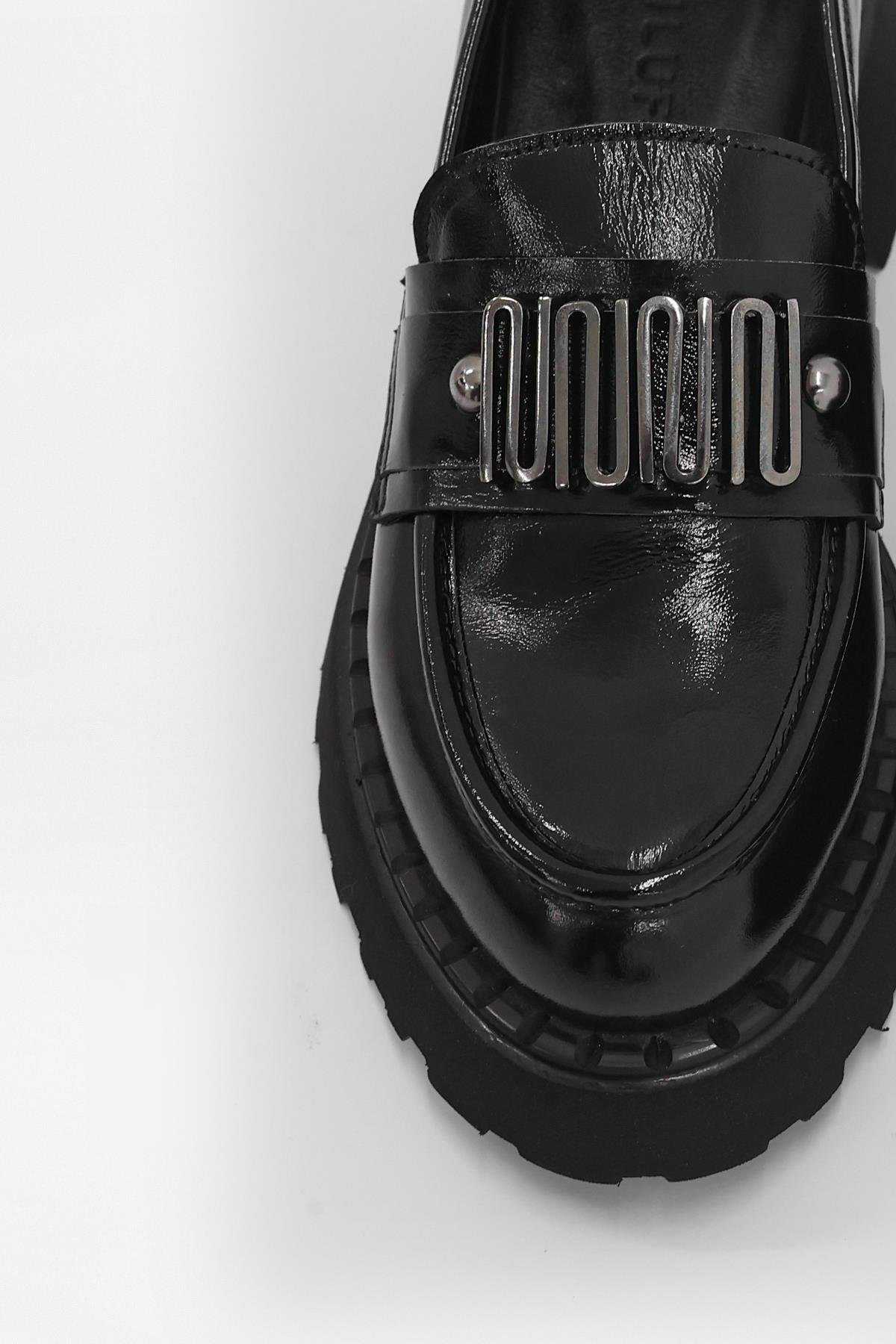 Dashiel Siyah Rugan Hakiki Deri Kadın Loafer