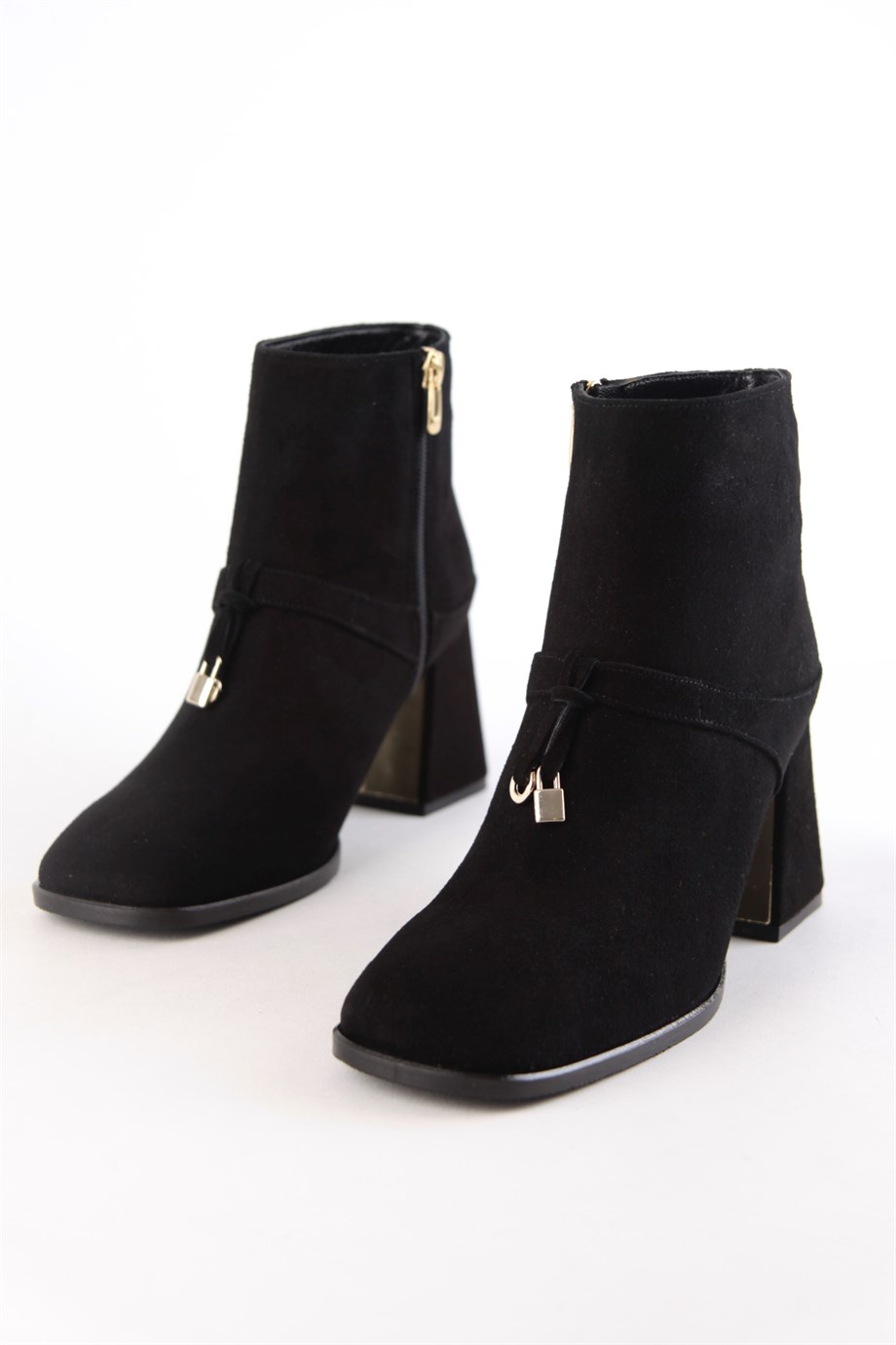 Debora Siyah Süet Kadın Topuklu Bot