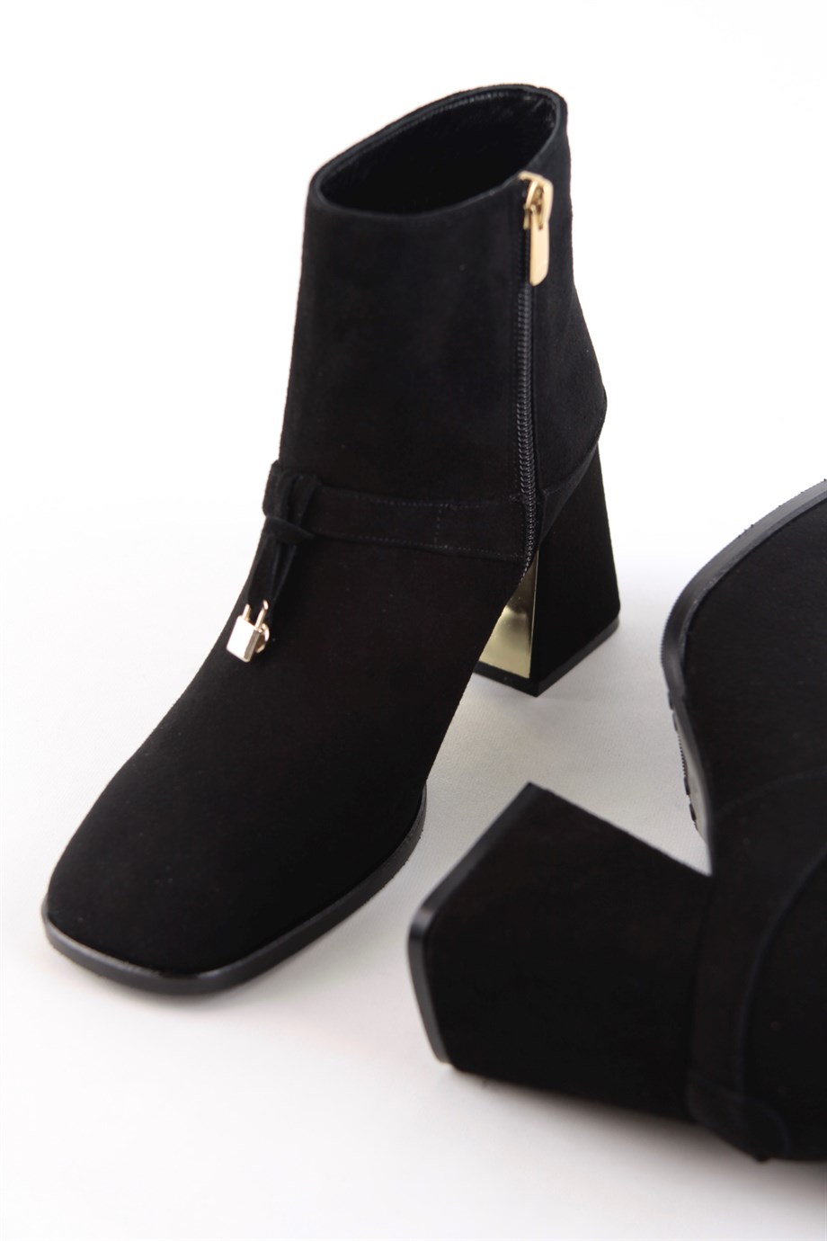 Debora Siyah Süet Kadın Topuklu Bot