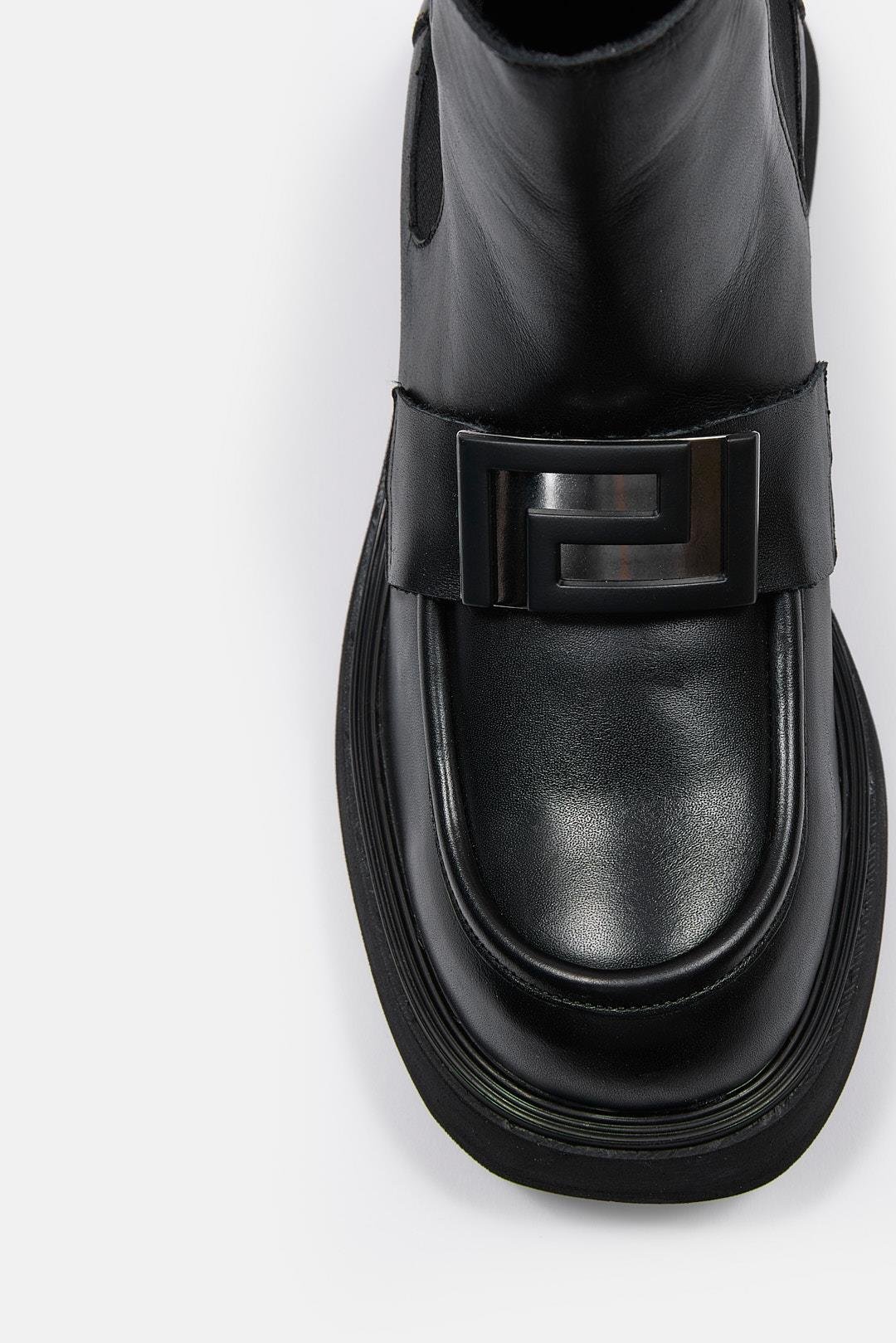 Derry Siyah Hakiki Deri Kadın Bot