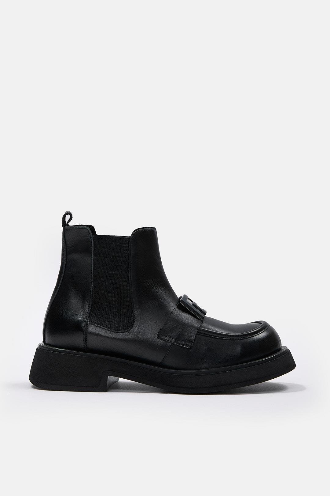 Derry Siyah Hakiki Deri Kadın Bot