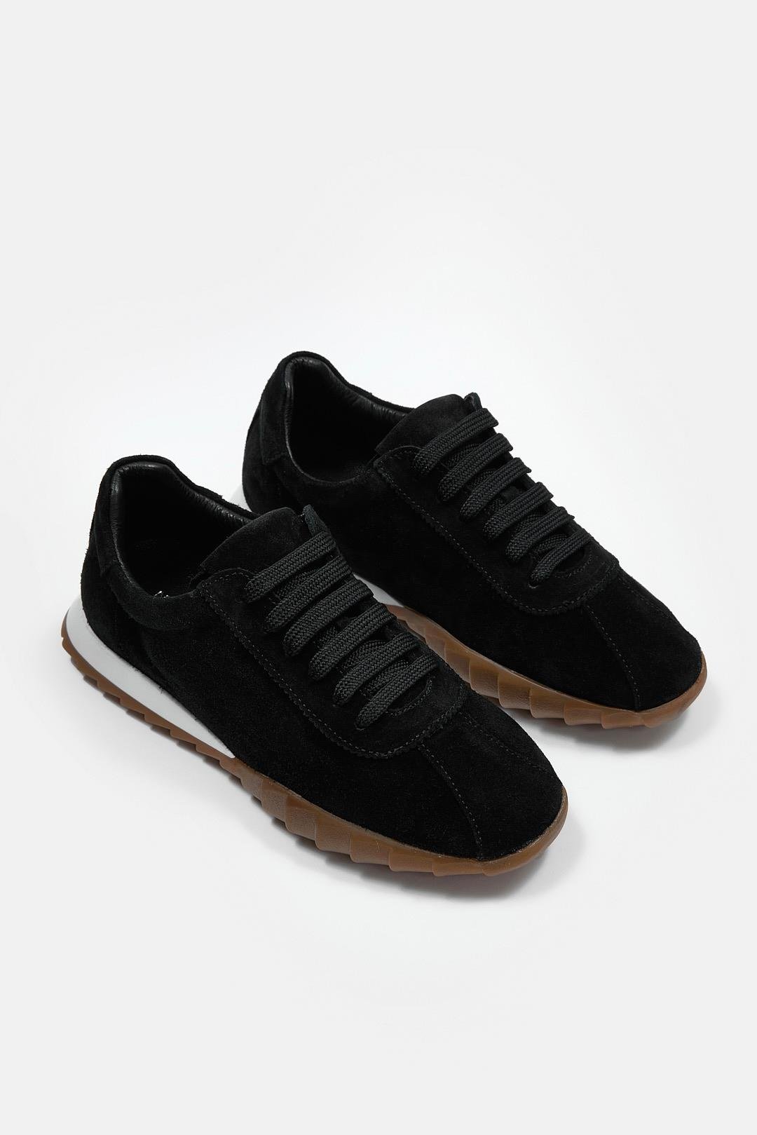 Diez Siyah Süet Hakiki Deri Kadın Sneaker