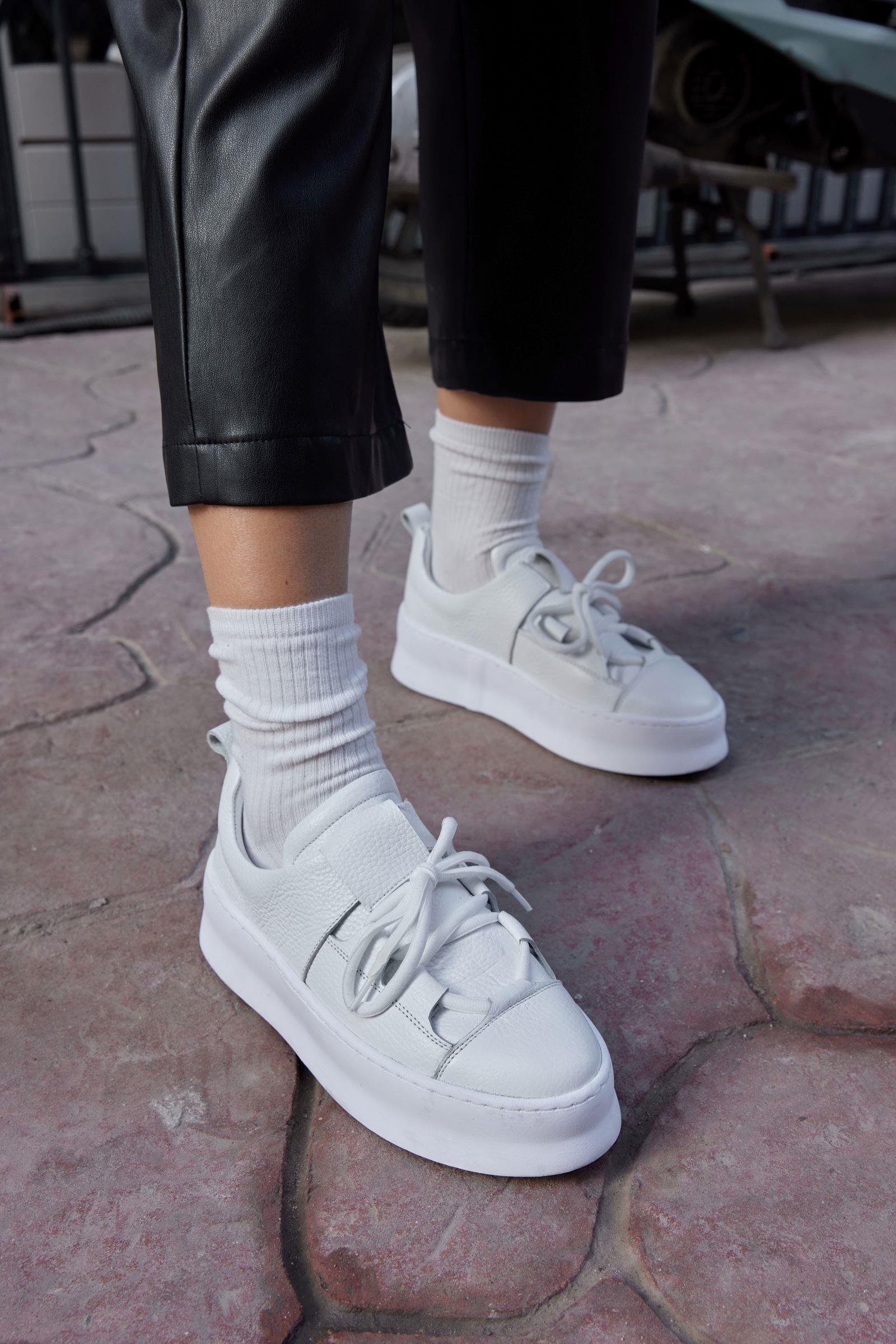 Diya Beyaz Hakiki Deri Kadın Sneaker