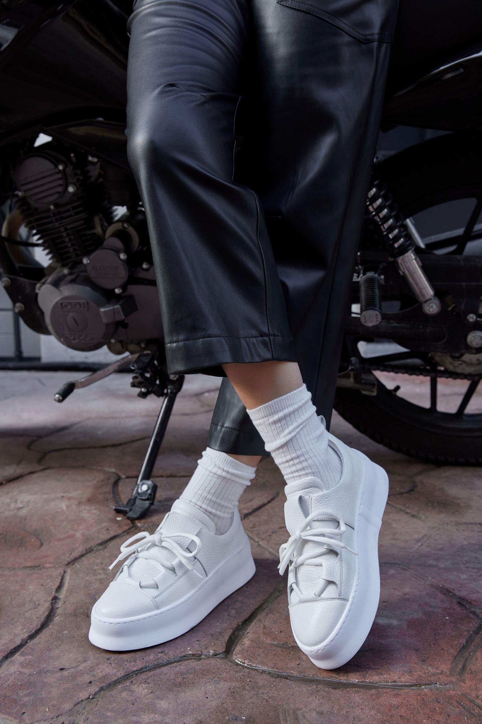 Diya Beyaz Hakiki Deri Kadın Sneaker