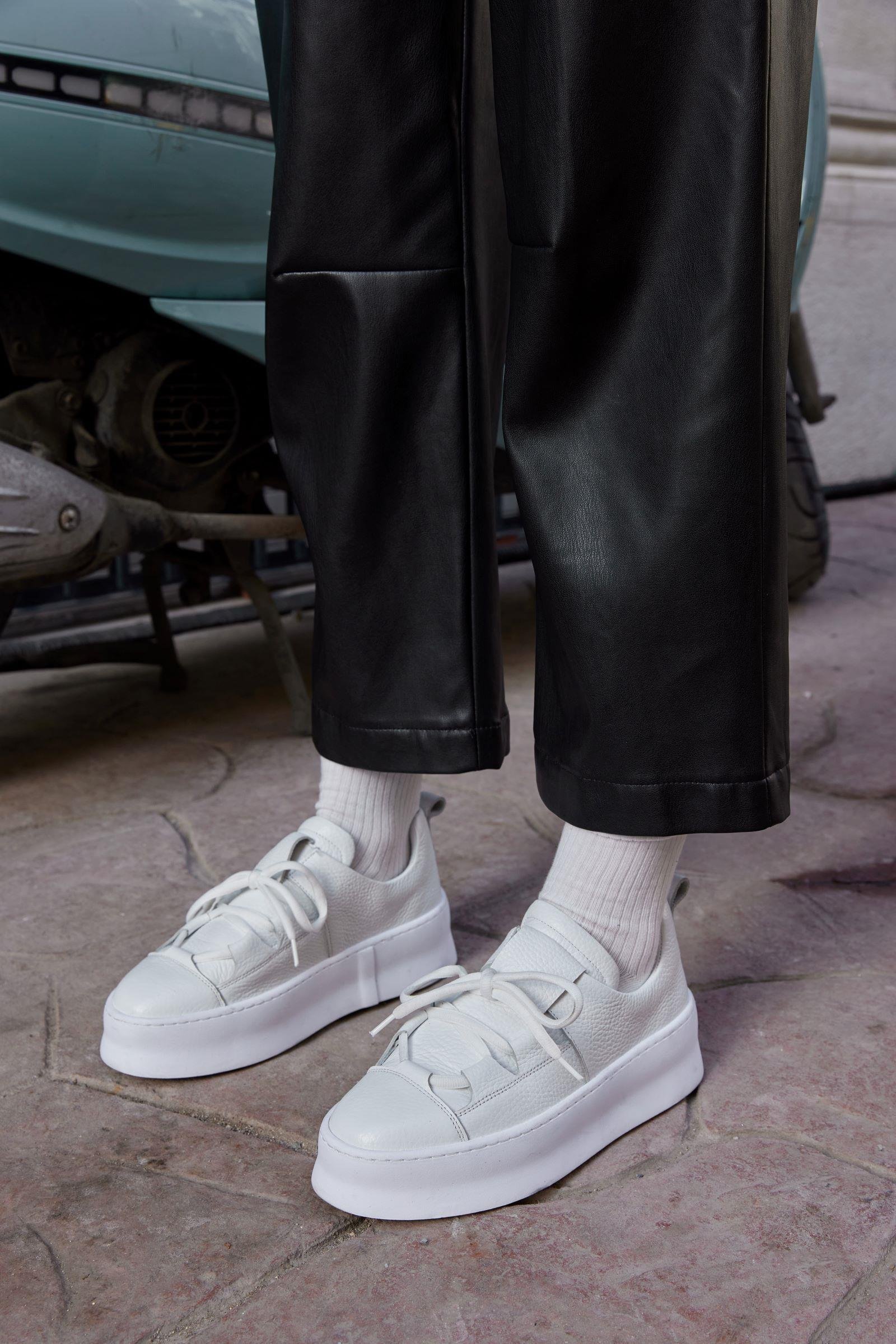 Diya Beyaz Hakiki Deri Kadın Sneaker