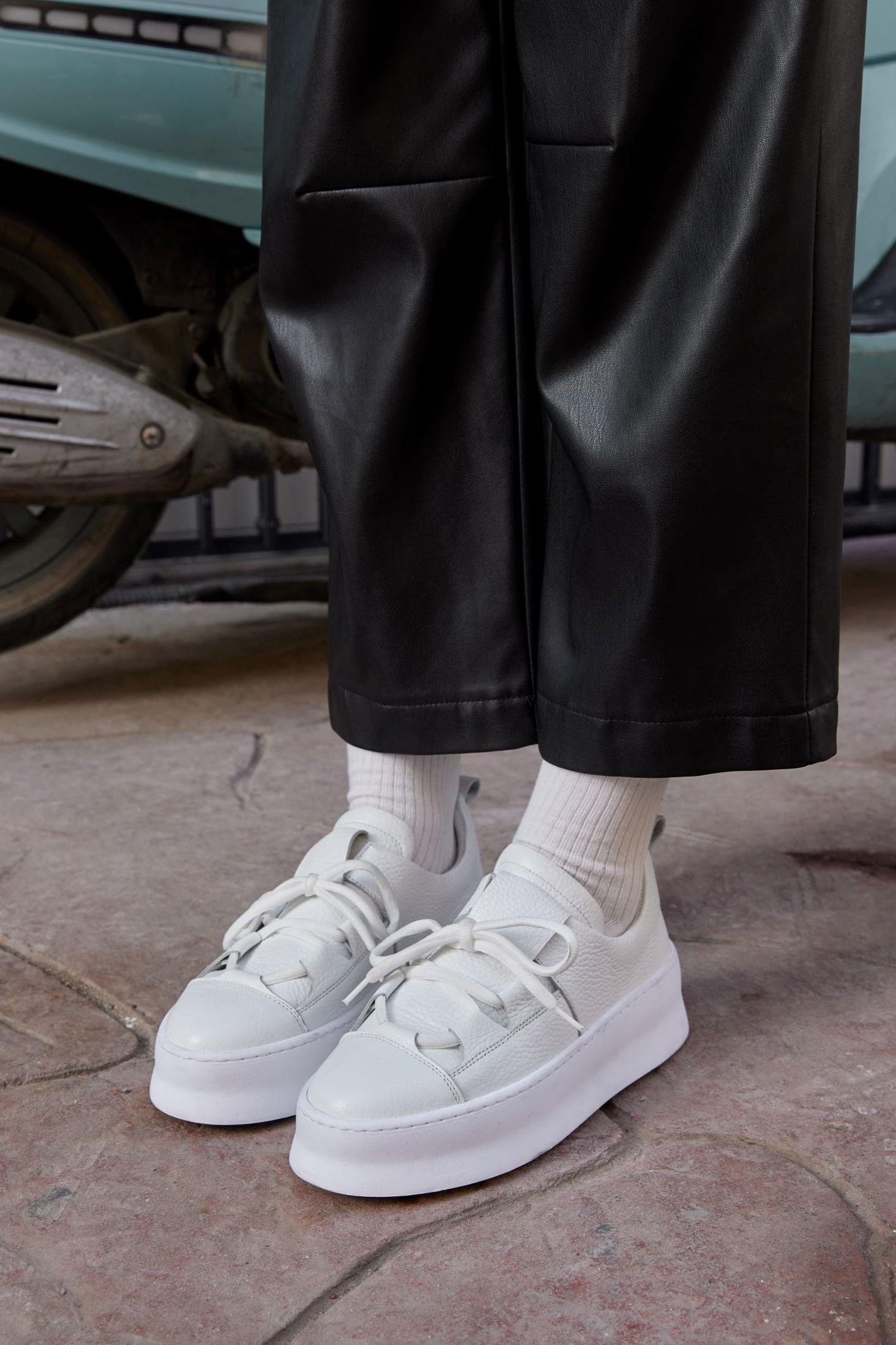 Diya Beyaz Hakiki Deri Kadın Sneaker
