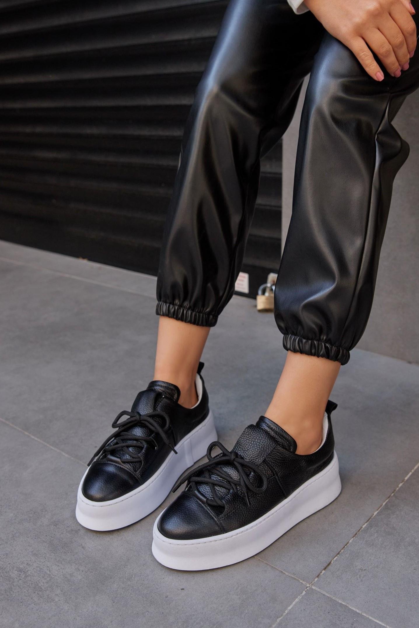 Diya Siyah Hakiki Deri Kadın Sneaker