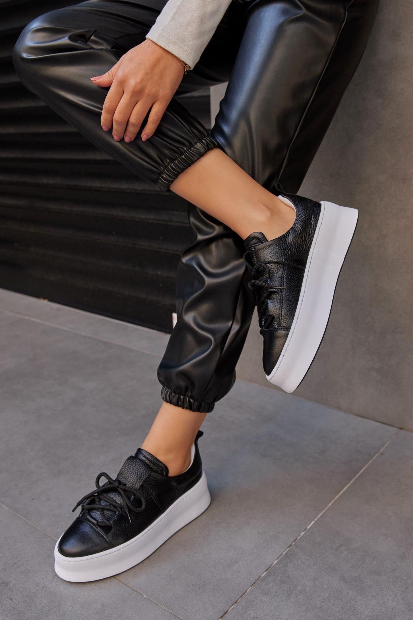 Diya Siyah Hakiki Deri Kadın Sneaker