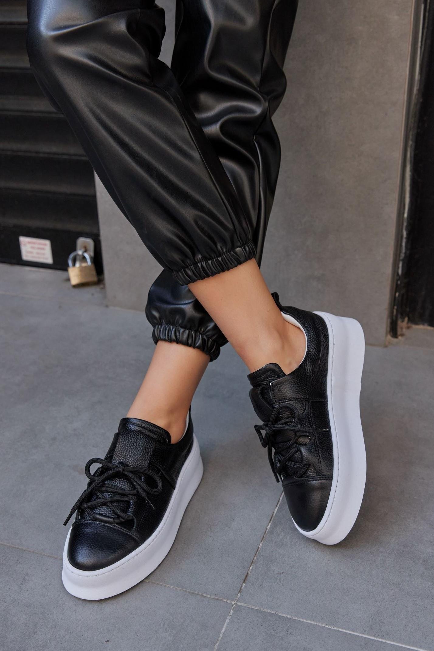 Diya Siyah Hakiki Deri Kadın Sneaker