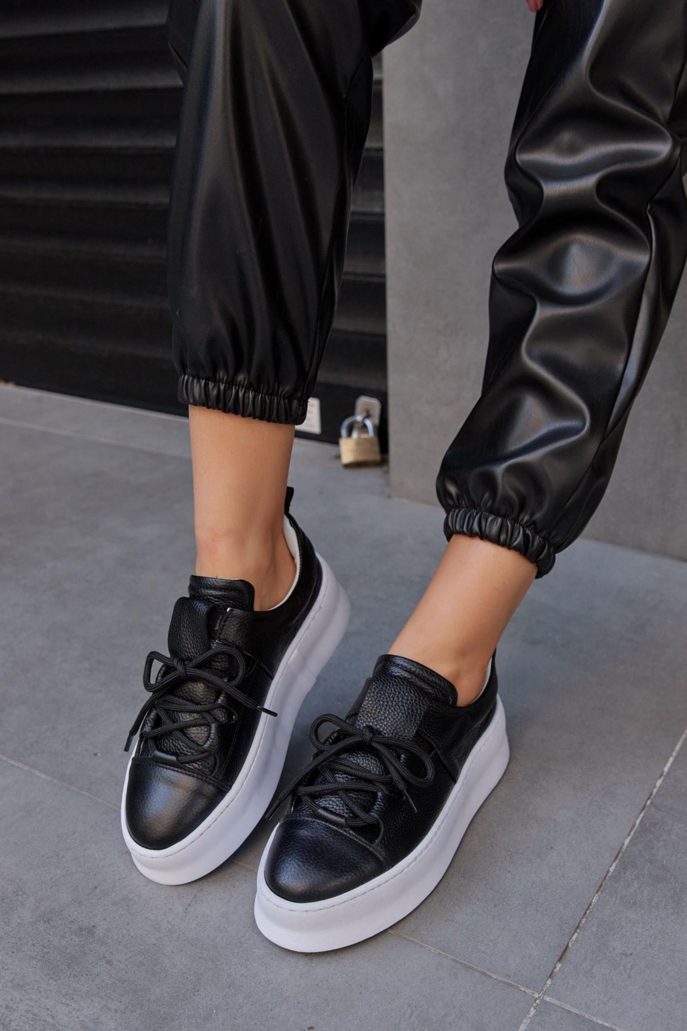 Diya Siyah Hakiki Deri Kadın Sneaker