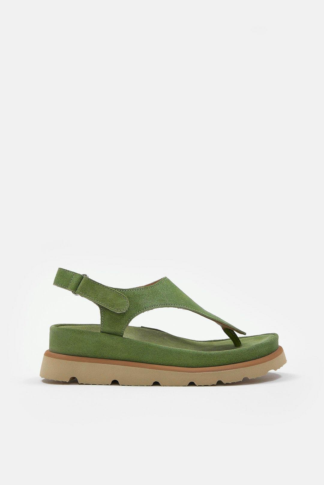Dominic Yeşil Süet Hakiki Deri Kadın Tabanlı Sandalet