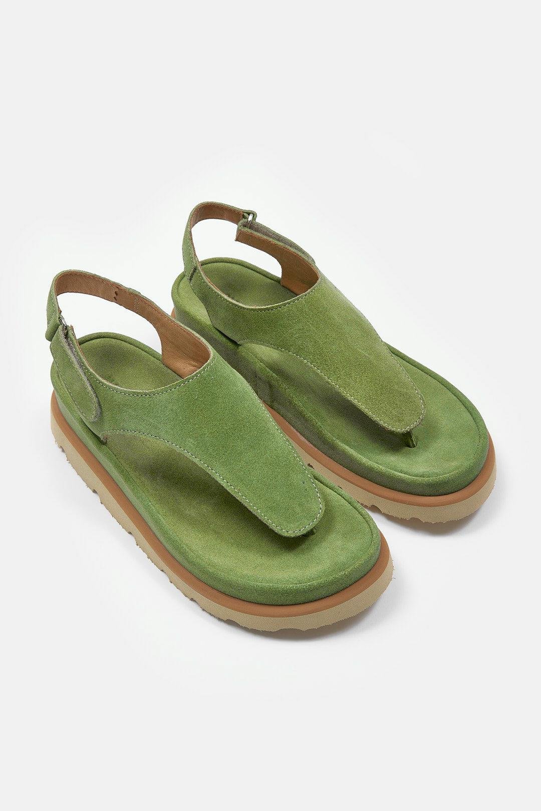 Dominic Yeşil Süet Hakiki Deri Kadın Tabanlı Sandalet