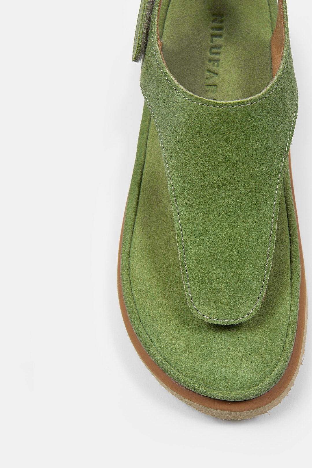 Dominic Yeşil Süet Hakiki Deri Kadın Tabanlı Sandalet