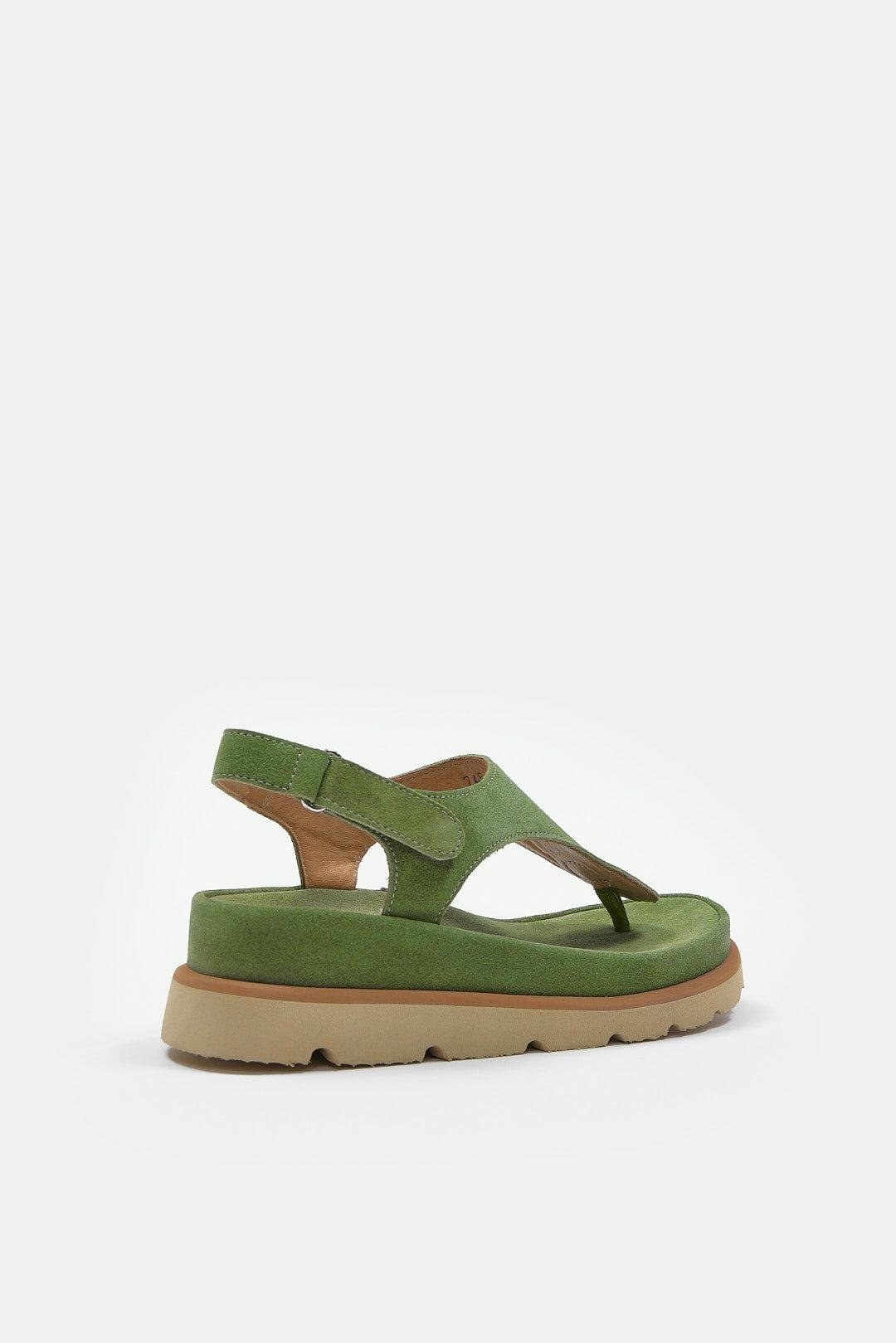 Dominic Yeşil Süet Hakiki Deri Kadın Tabanlı Sandalet