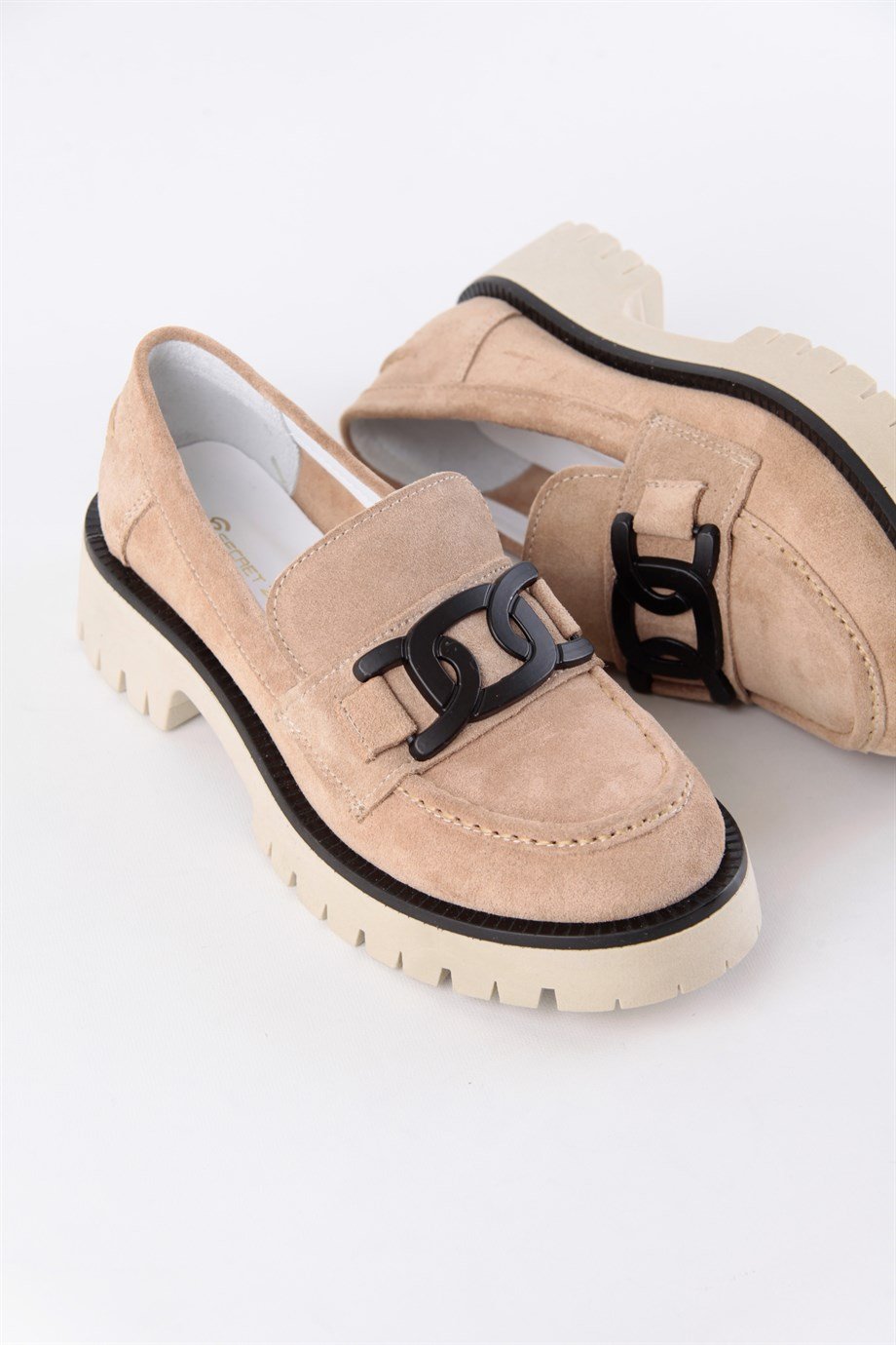 Dorina Pudra Hakiki Süet Kadın Loafer Ayakkabı