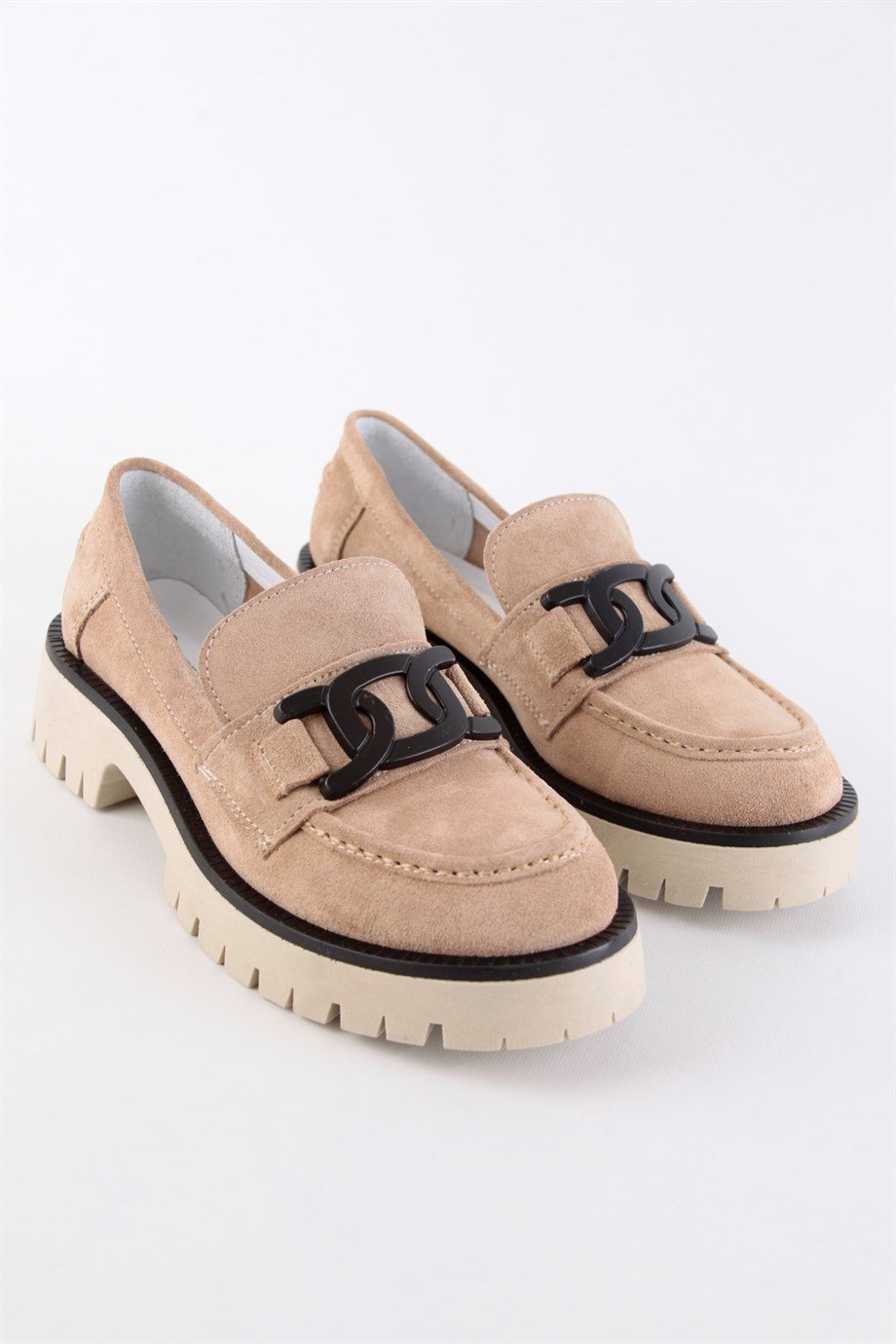 Dorina Pudra Hakiki Süet Kadın Loafer Ayakkabı