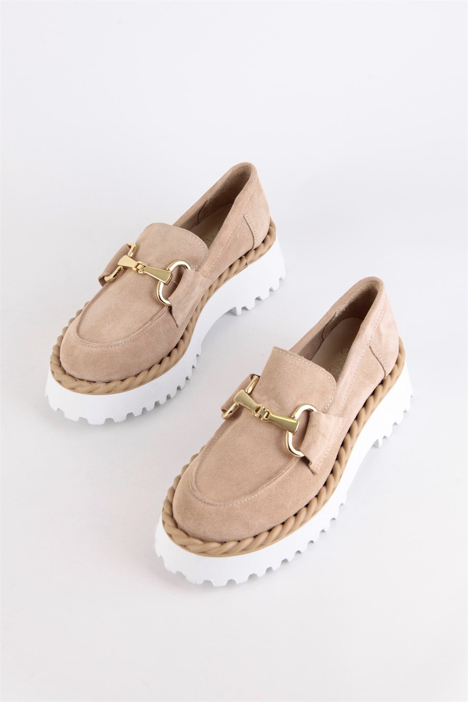 Elizya Pudra Hakiki Süet Kadın Loafer