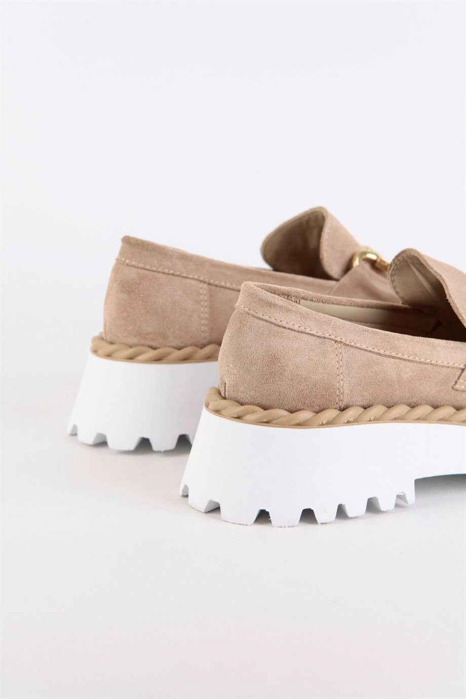 Elizya Pudra Hakiki Süet Kadın Loafer