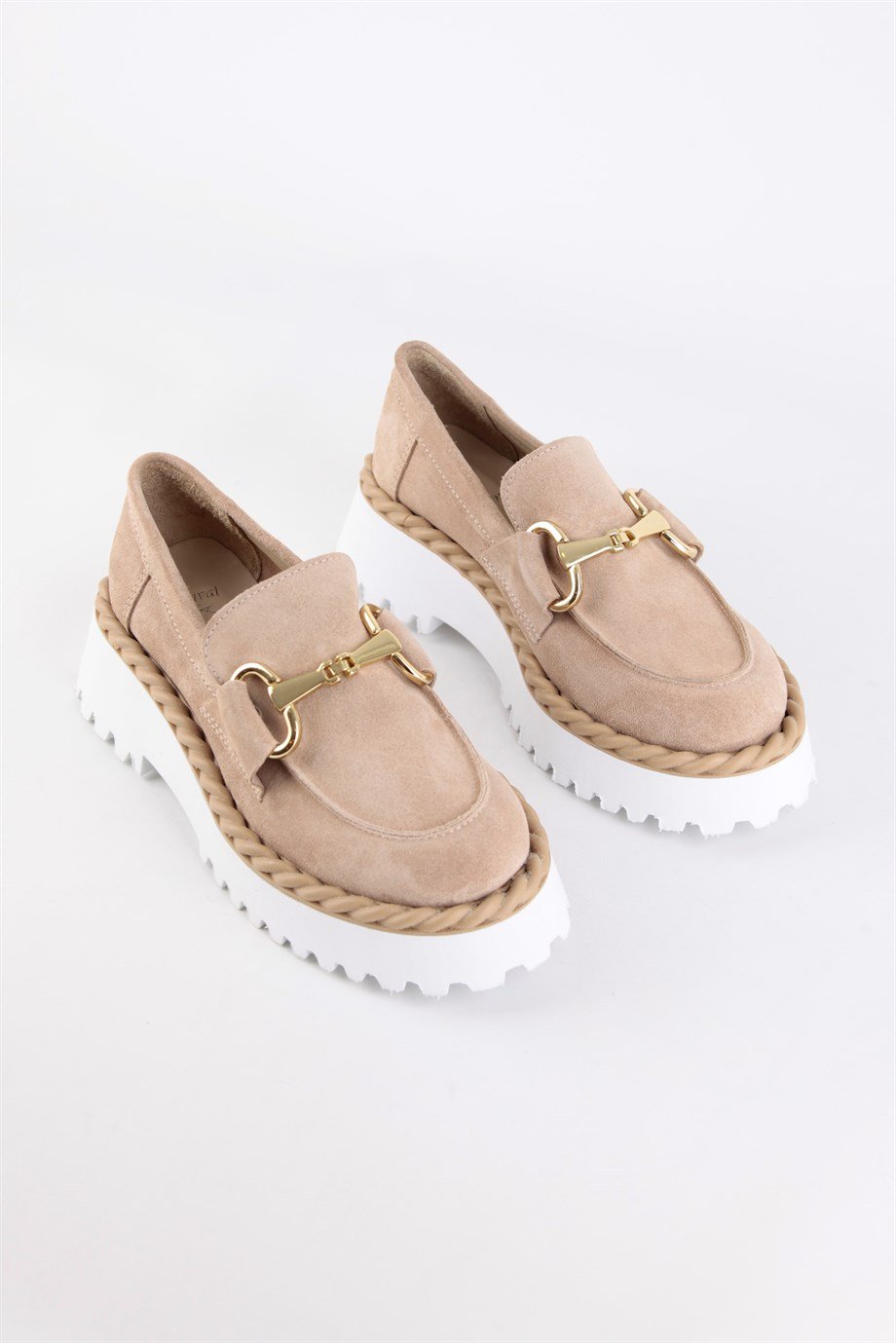 Elizya Pudra Hakiki Süet Kadın Loafer