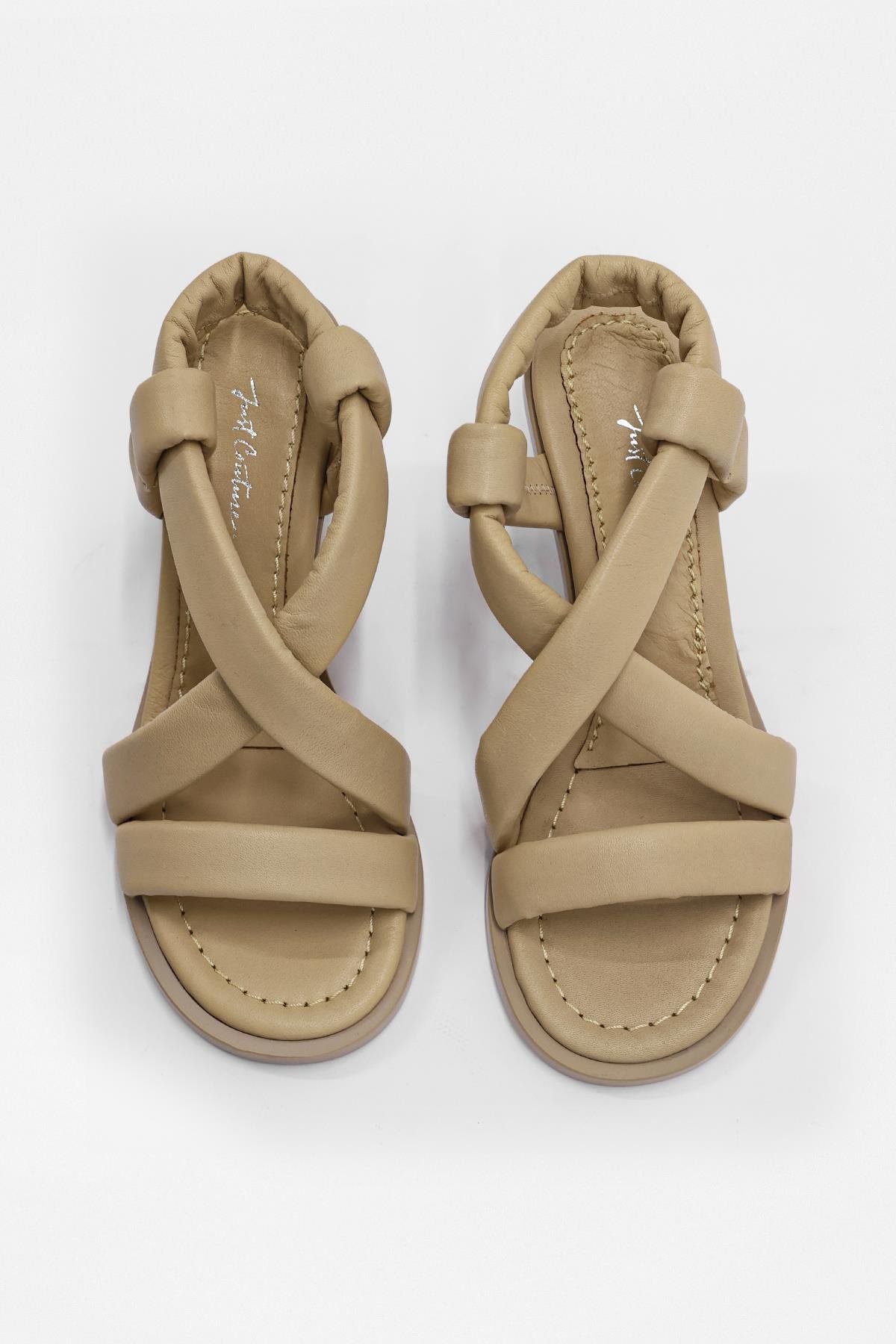 Ellis Cream Genuine Leather Heeled Sandals