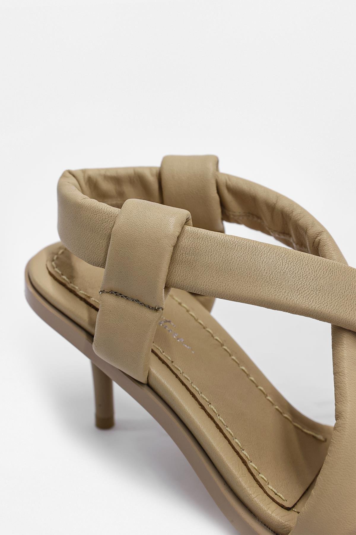 Ellis Cream Genuine Leather Heeled Sandals