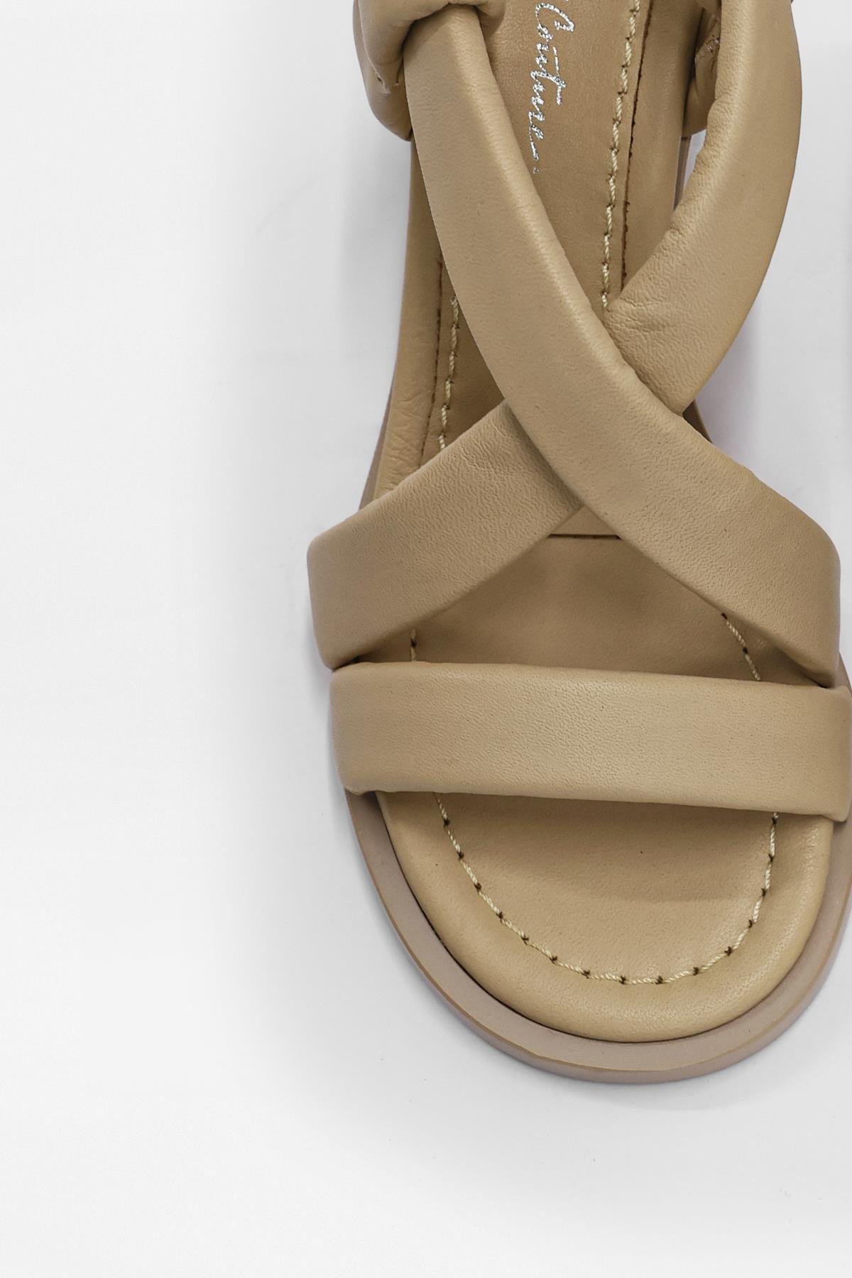 Ellis Cream Genuine Leather Heeled Sandals