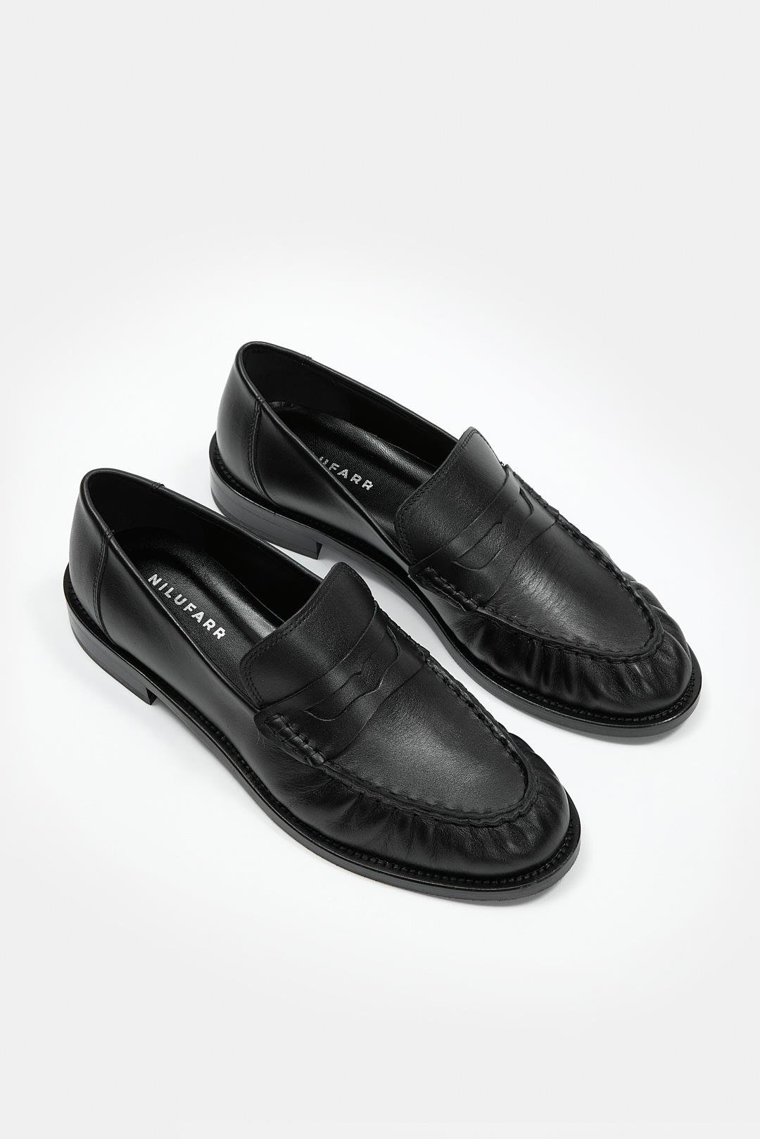 Elwira Siyah Hakiki Deri Kadın Loafer