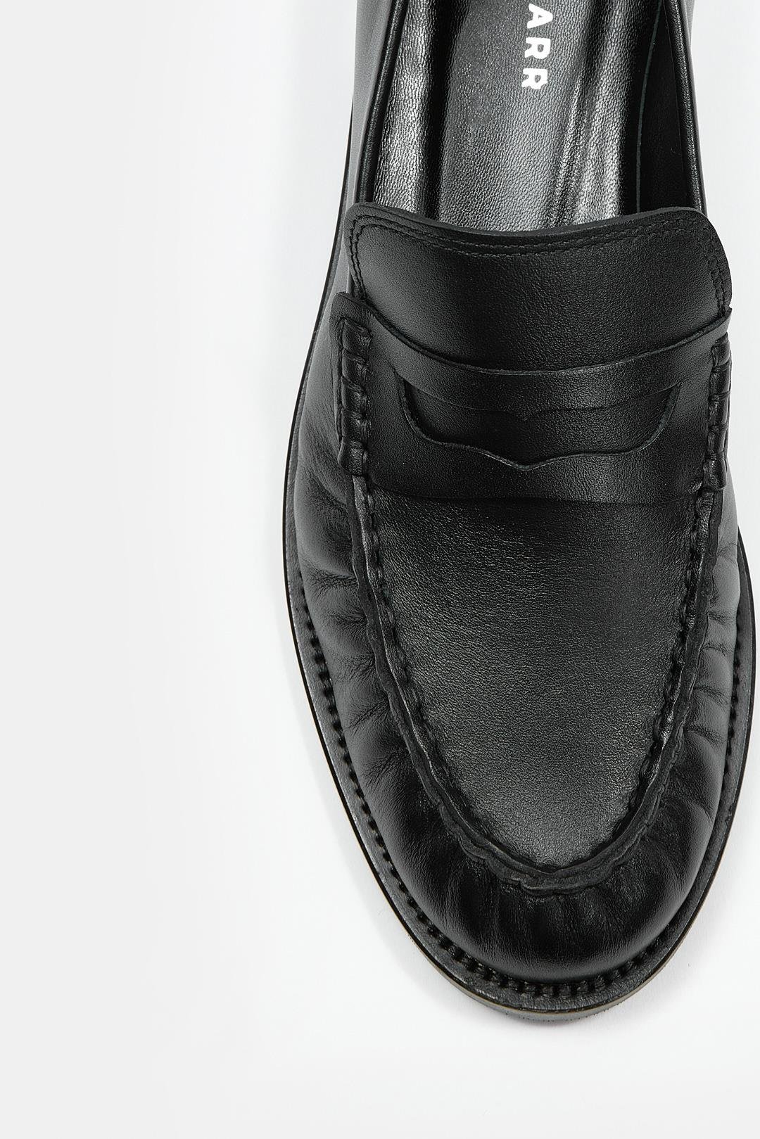 Elwira Siyah Hakiki Deri Kadın Loafer