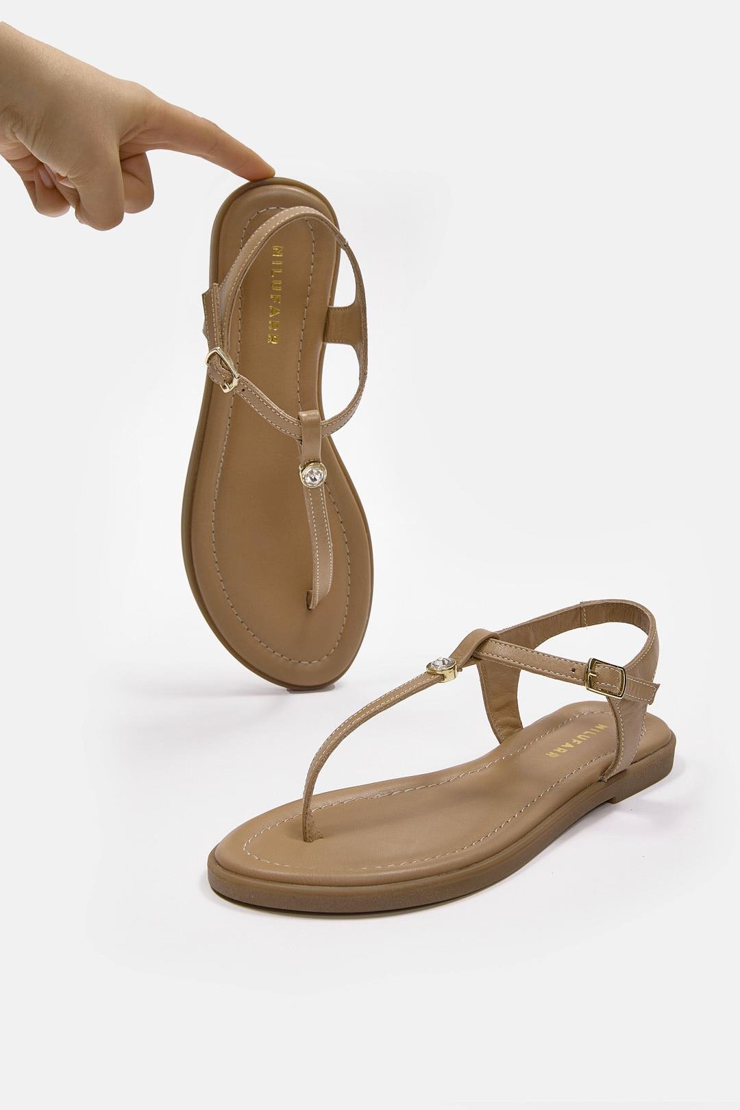 Enci Nude Hakiki Deri Parmak Arası Kadın Sandalet