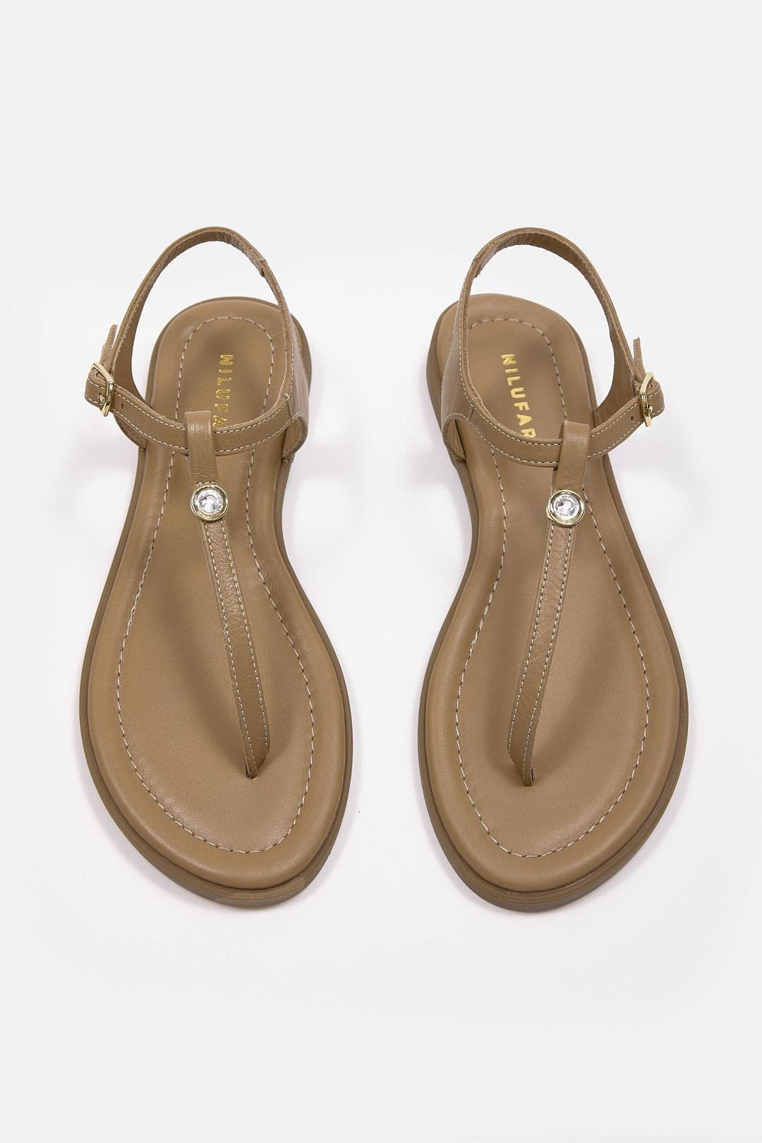 Enci Nude Hakiki Deri Parmak Arası Kadın Sandalet