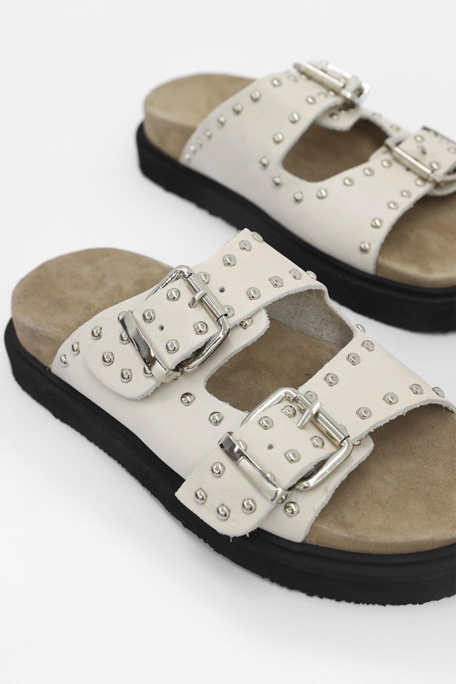 Eva Bej Hakiki Deri Troklu Kadın Terlik