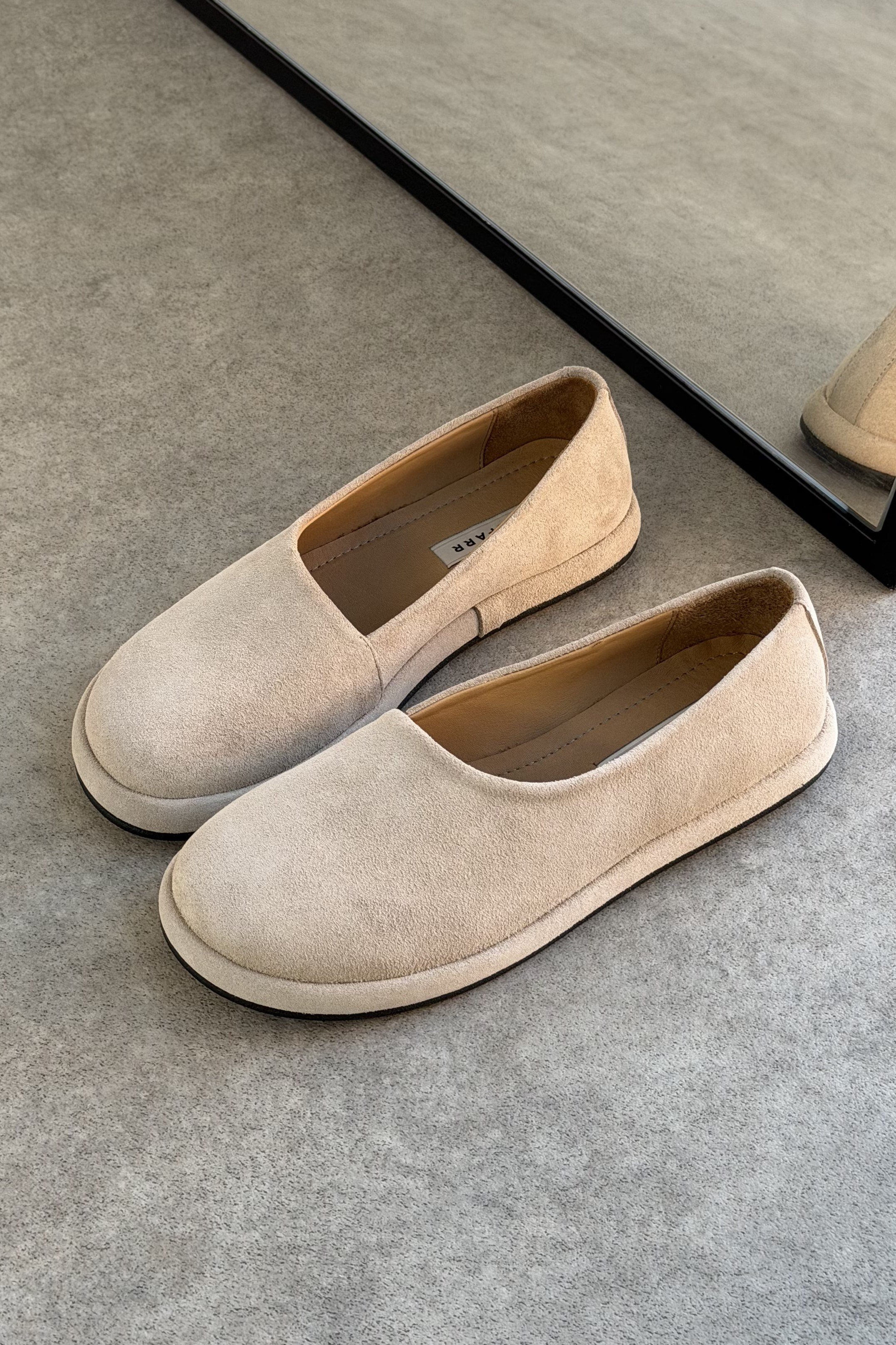 Femme Bej Süet Hakiki Deri Kadın Loafer Ayakkabı