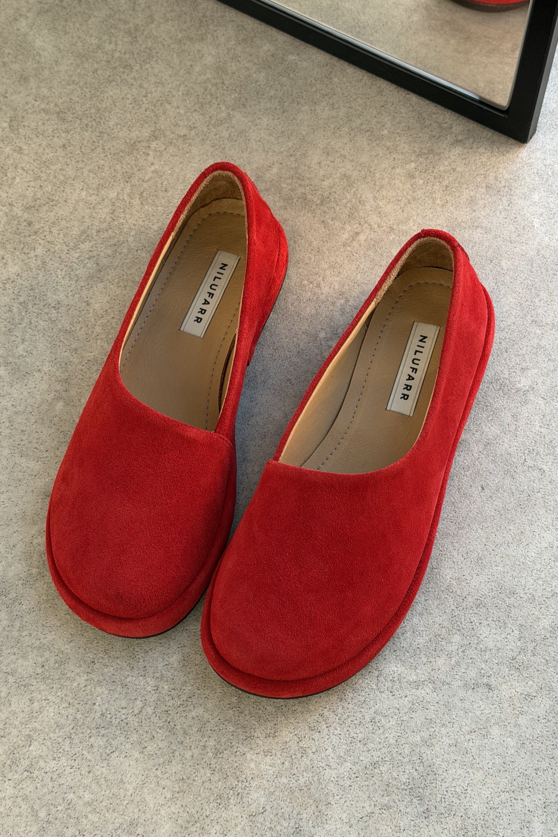 Femme Kırmızı Süet Hakiki Deri Kadın Loafer Ayakkabı