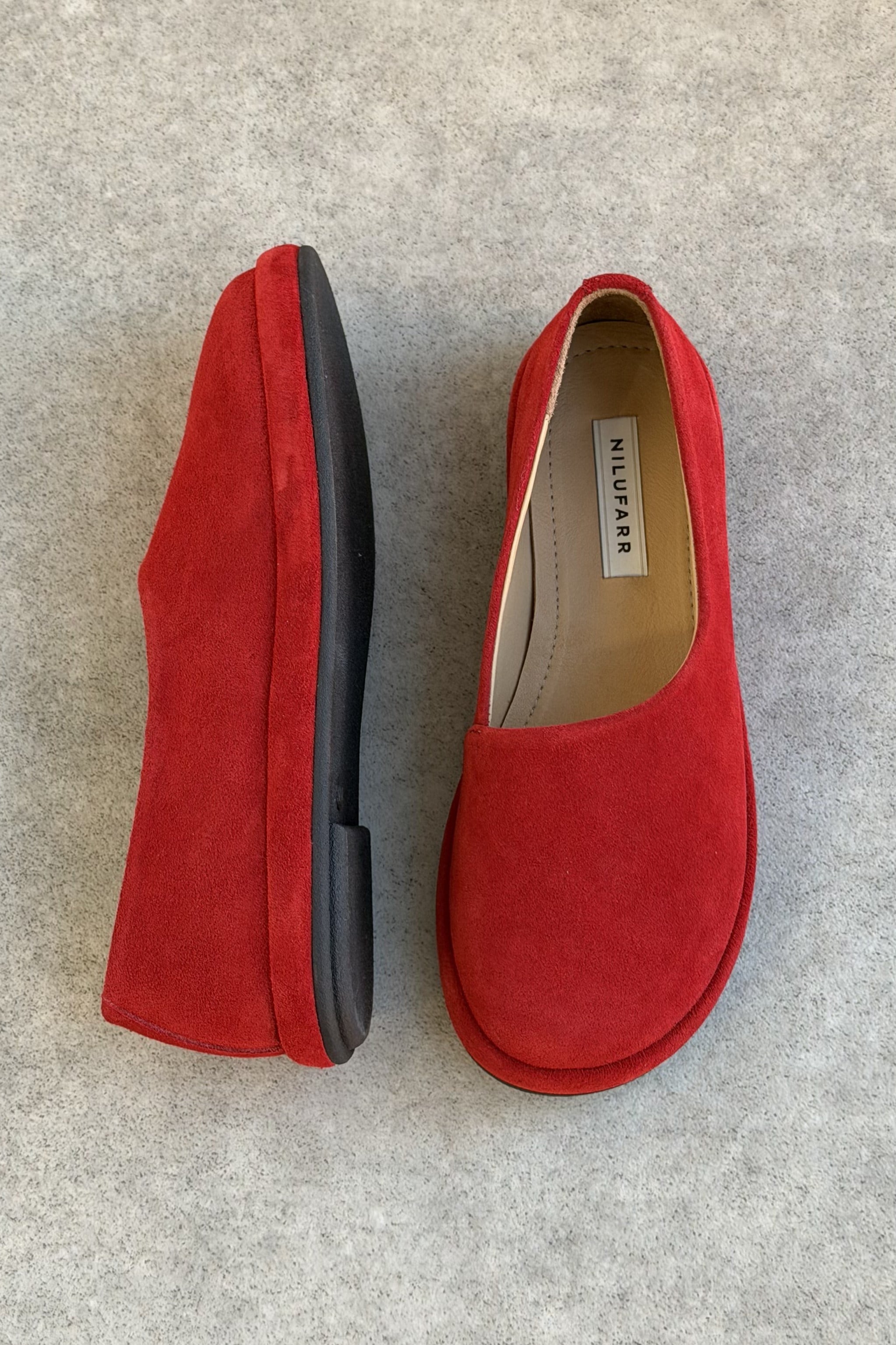 Femme Kırmızı Süet Hakiki Deri Kadın Loafer Ayakkabı