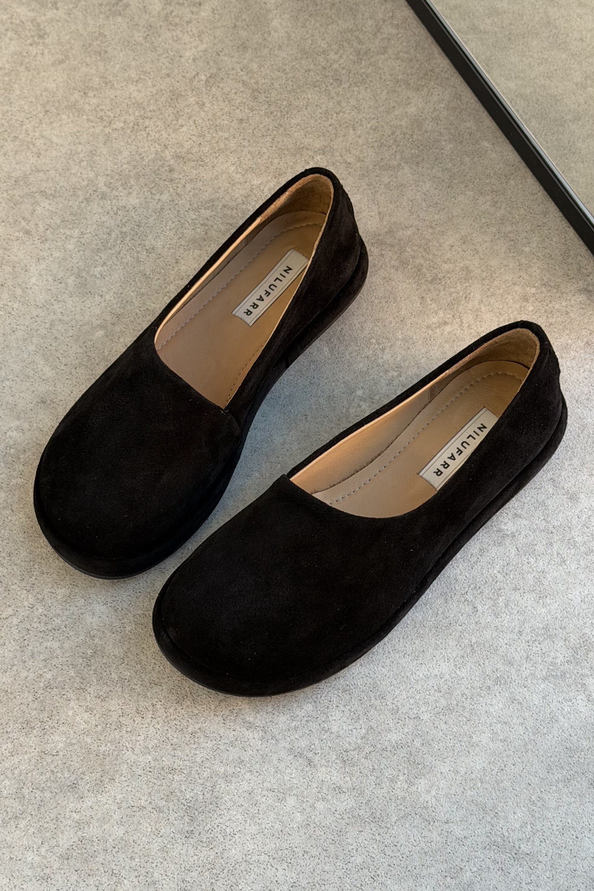 Femme Siyah Süet Hakiki Deri Kadın Loafer Ayakkabı