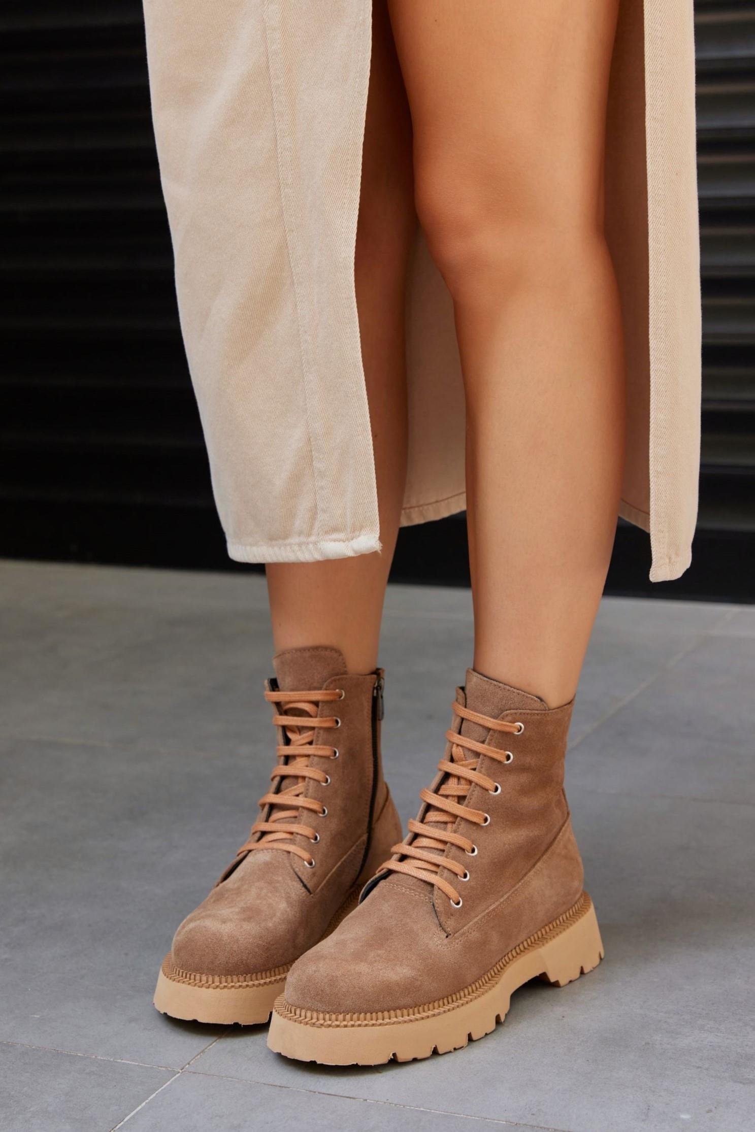 Fiesta Taba Süet Hakiki Deri Kadın Bot