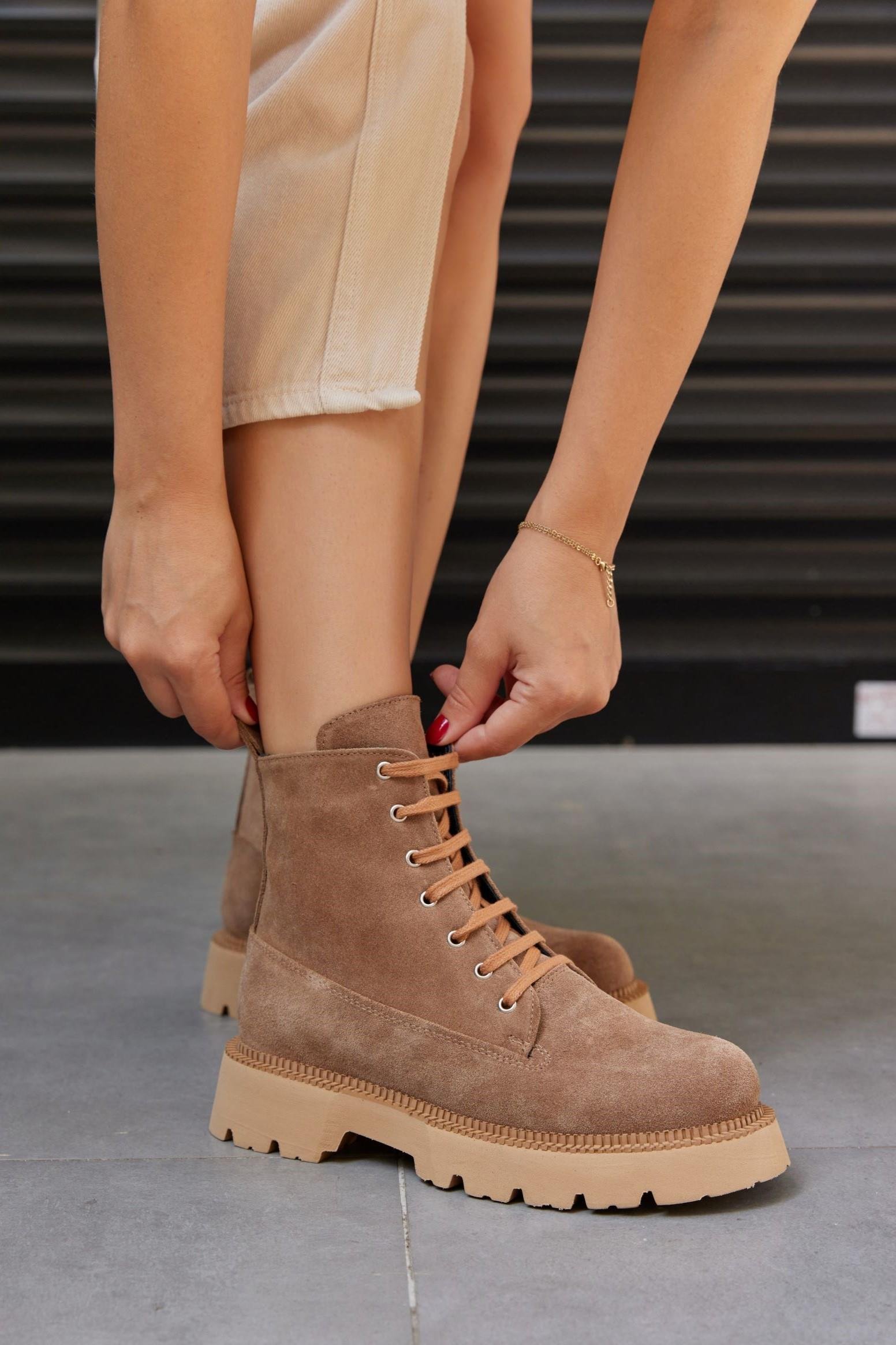 Fiesta Taba Süet Hakiki Deri Kadın Bot