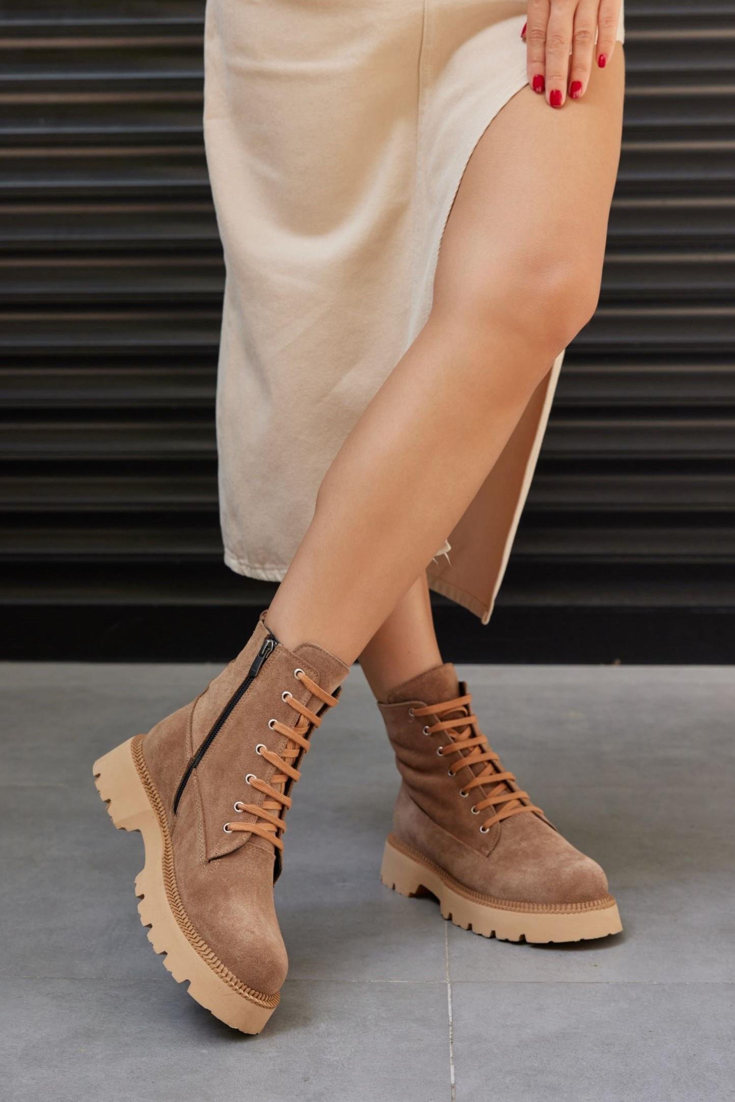 Fiesta Taba Süet Hakiki Deri Kadın Bot